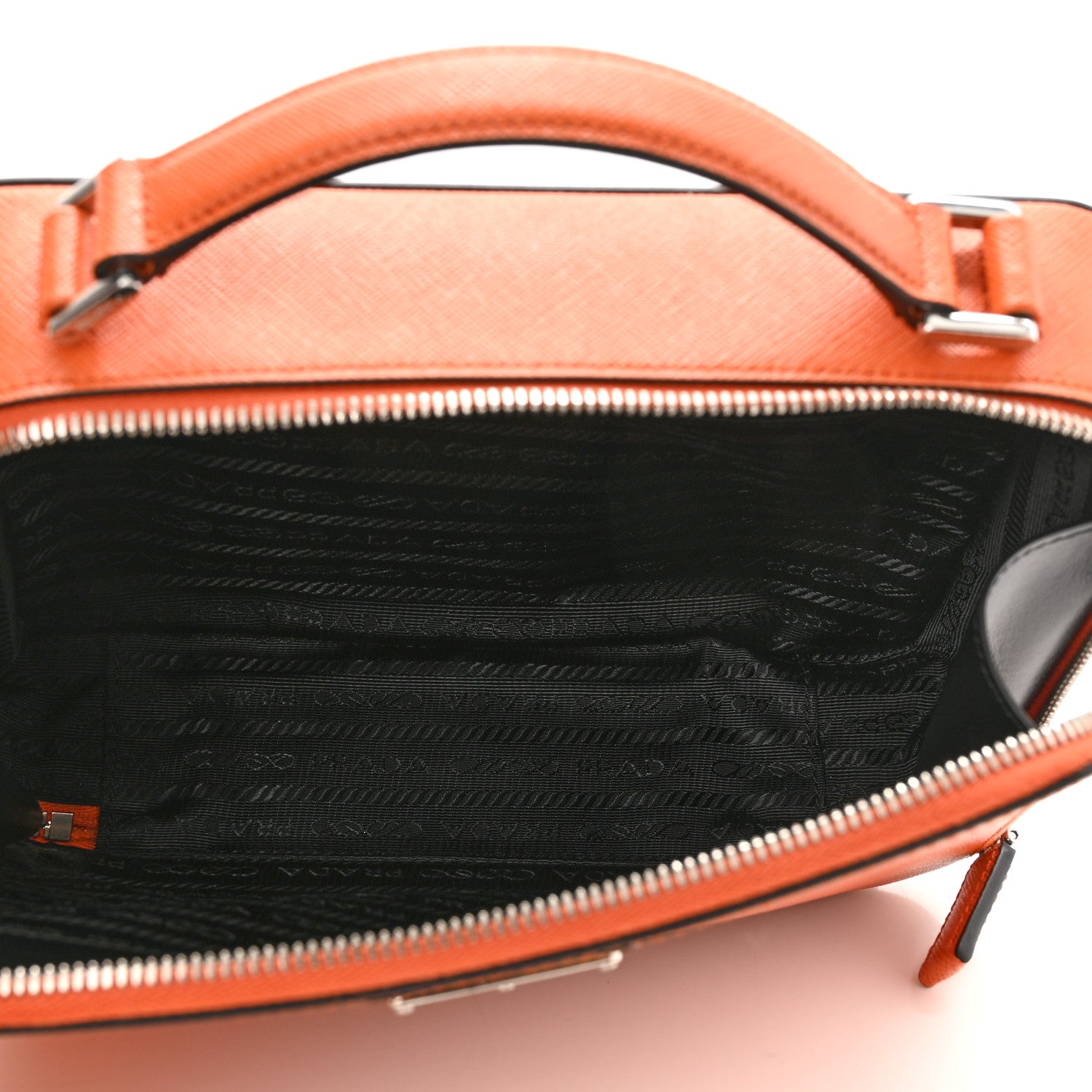 Prada Saffiano Travel Medium Brique Crossbody Bag Papaya 4 of 10