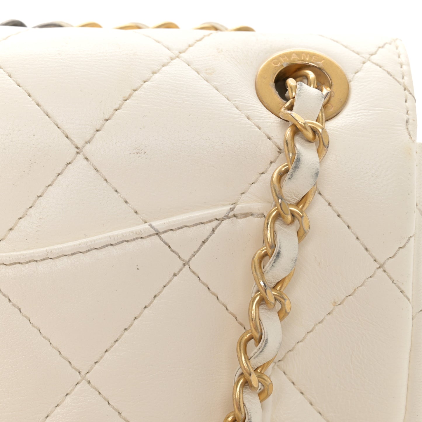 Lambskin Quilted Mini Coco Clips Flap White