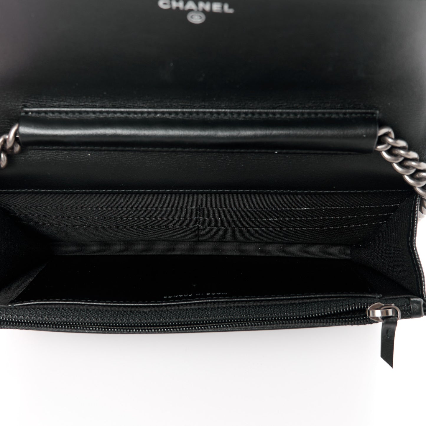 Caviar Quilted Boy Wallet On Chain WOC Black