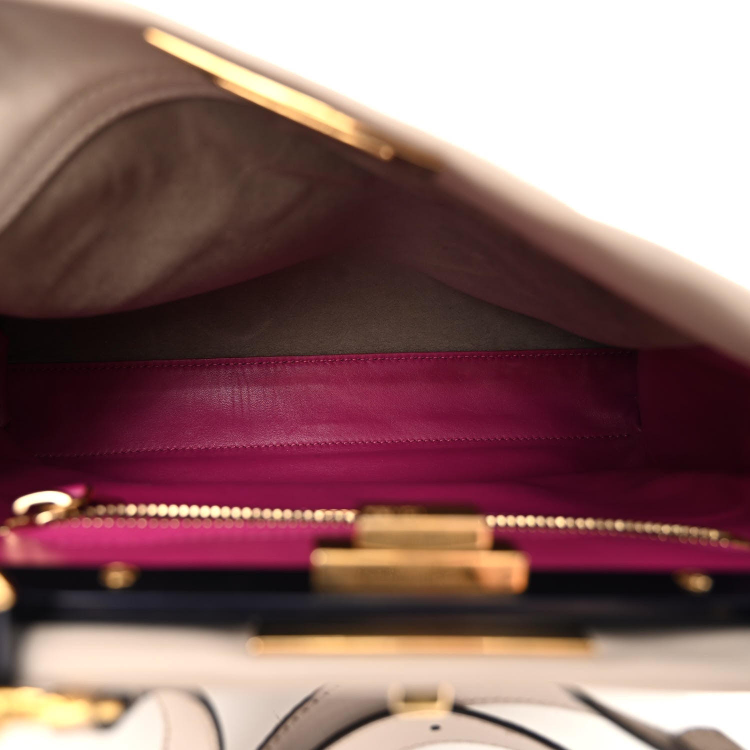 Fendi Vitello Seta Shiny Nappa Medium Peekaboo Iconic Satchel Grigio Polvere Magenta 5 of 10