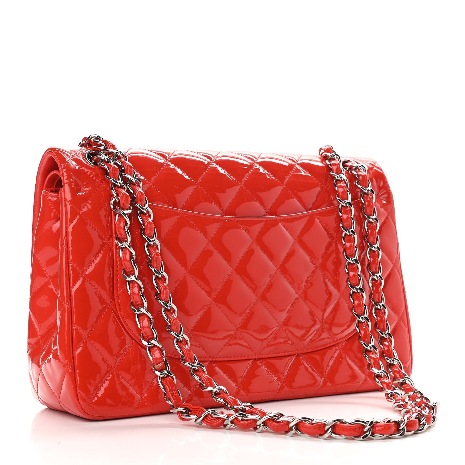 Chanel Patent Quilted Jumbo Double Flap Red 3 of 11