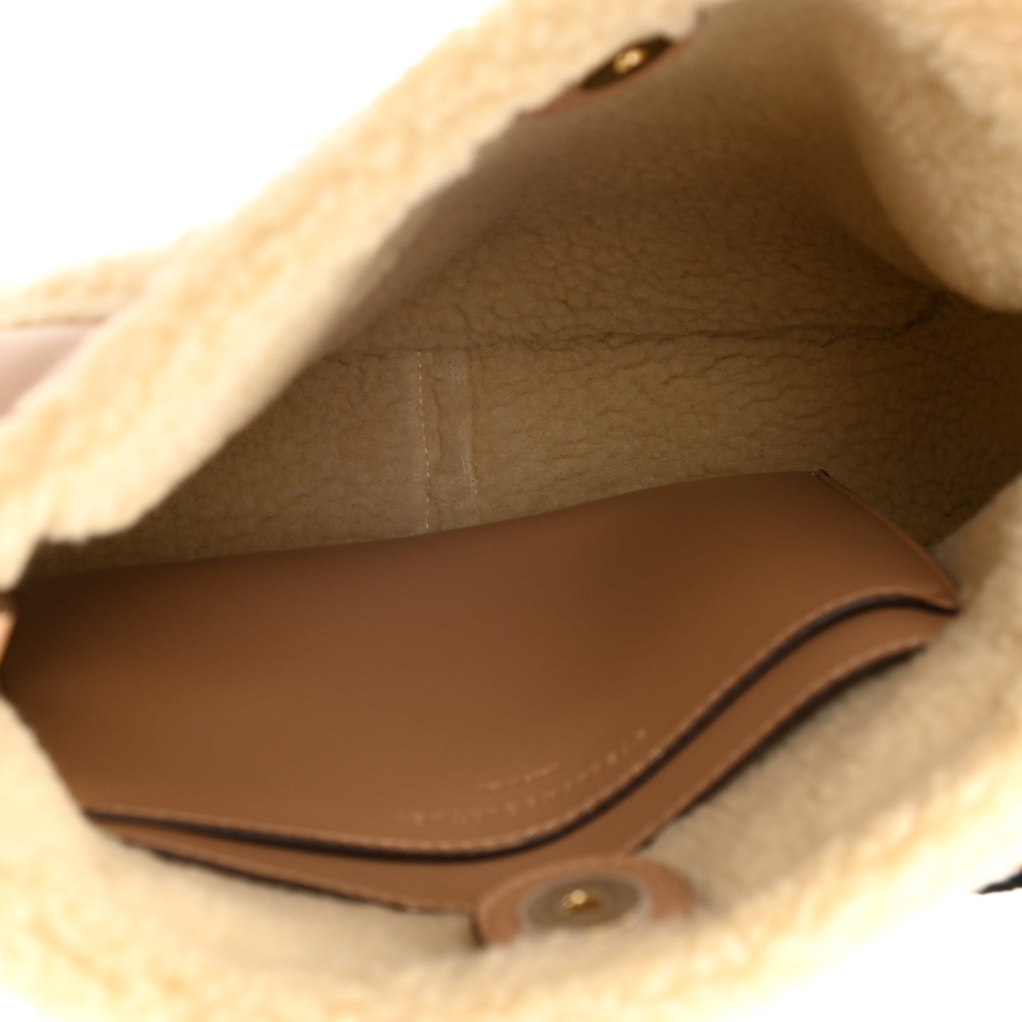 Eco Alter Nappa Shearling Perforated Logo Mini Crossbody Brown