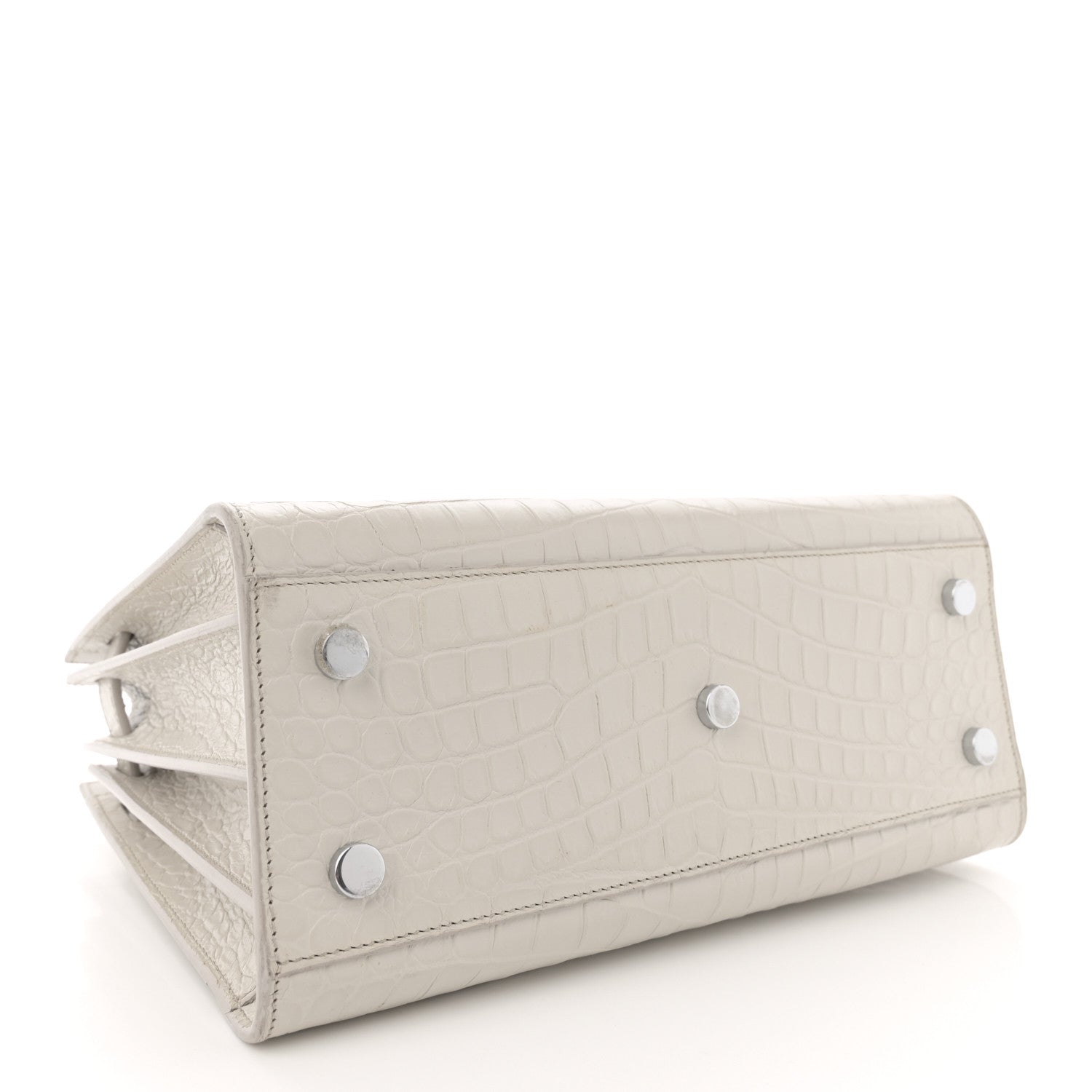 Saint Laurent Calfskin Crocodile Embossed Baby Sac De Jour Gris Perle 4 of 20