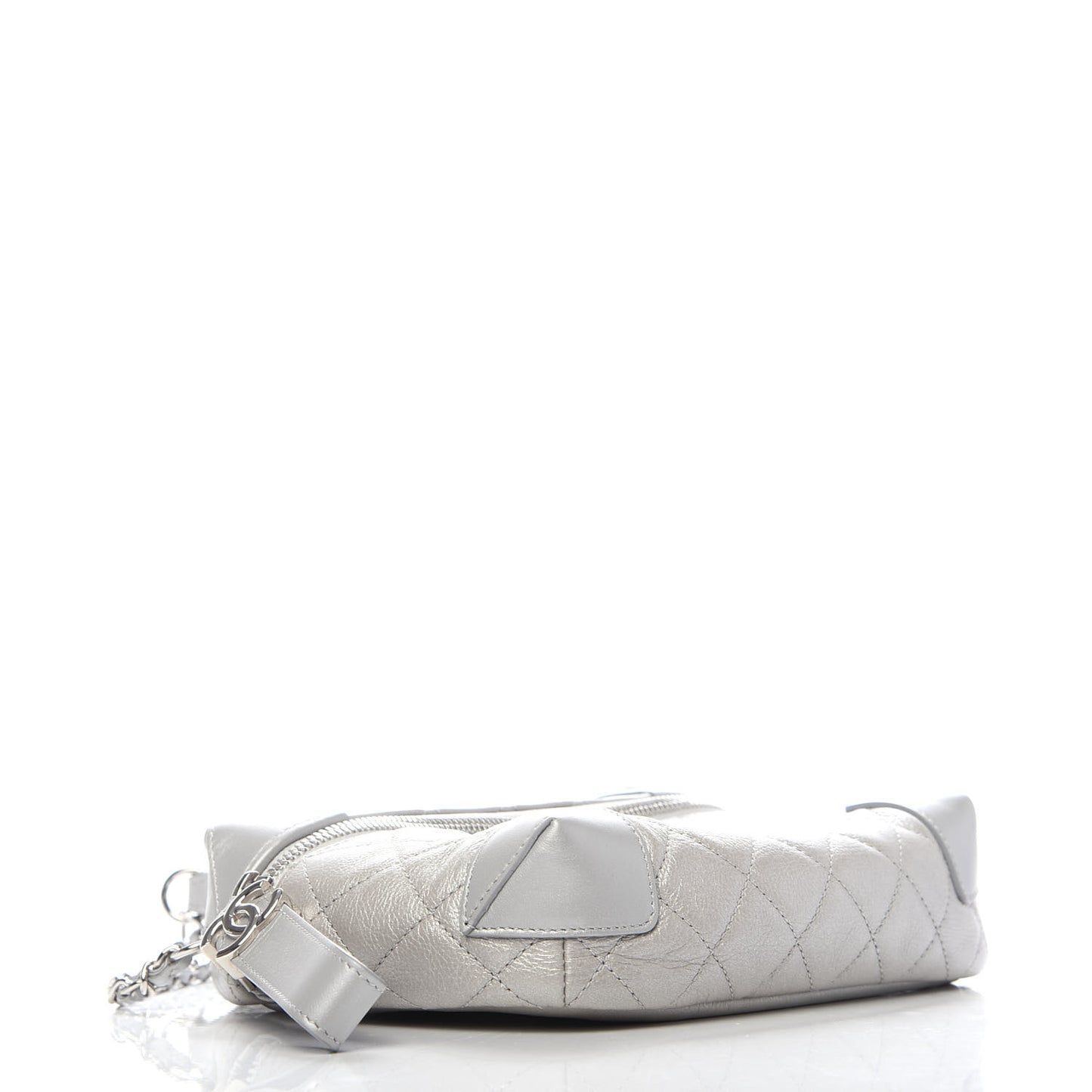 Metallic Calfskin Camera Case Silver