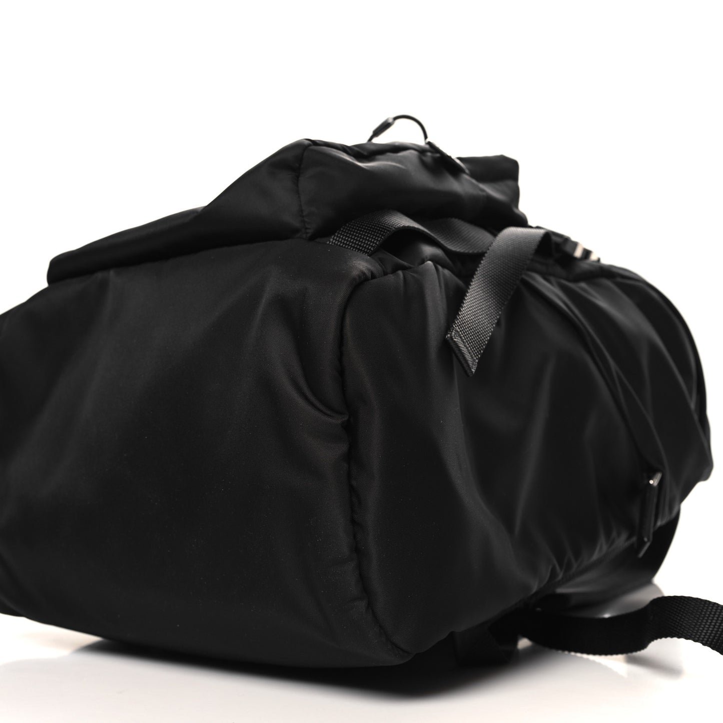 Re-Nylon Saffiano Logo Double Buckle Backpack Black