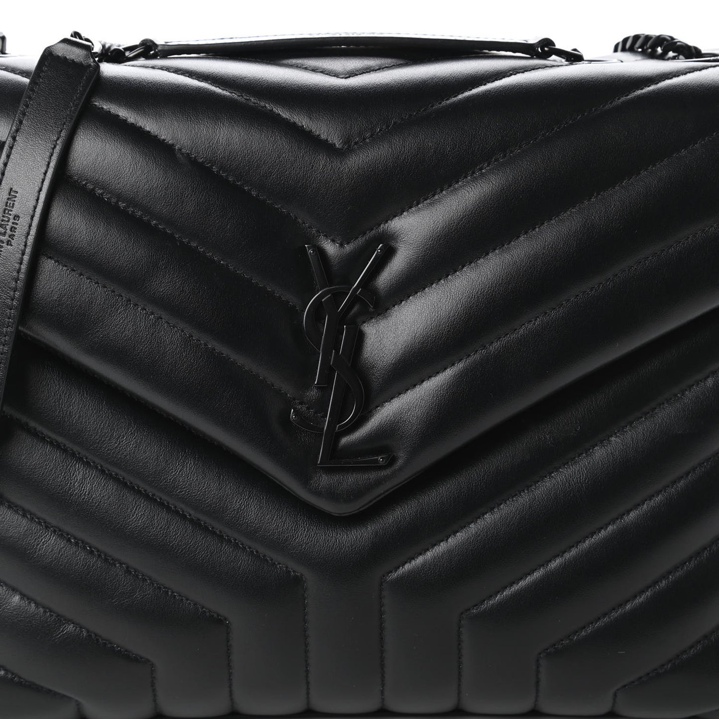 Calfskin Y Quilted Monogram Medium Loulou Chain Satchel Black