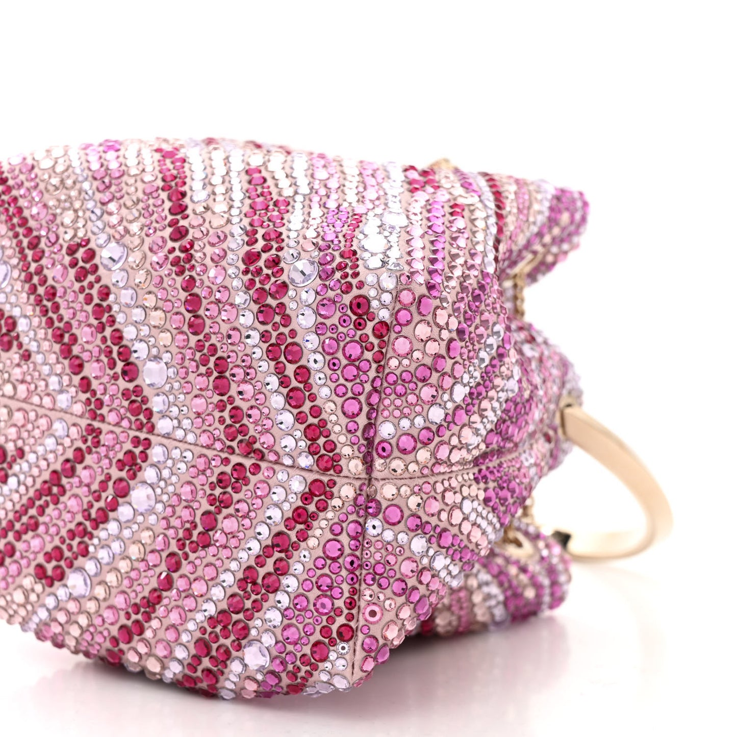 Satin Wave Degrade Hotfix Crystal Embellished Bon Bon Bucket Bag Pink Mix