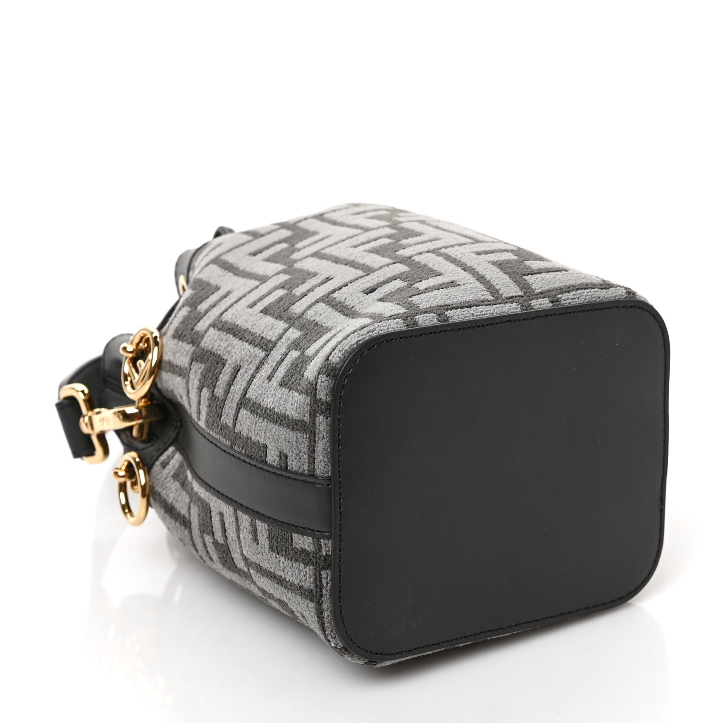 Chenille Vitello King FF Mini Mon Tresor Bucket Bag Antracite Asfalto