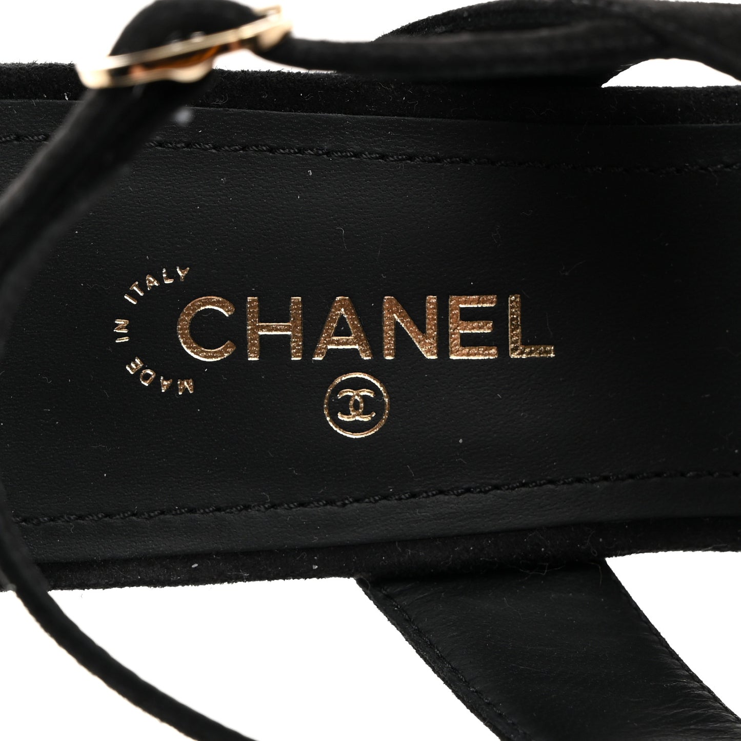Grosgrain Chain CC Logo Bow Sandals 36 Black