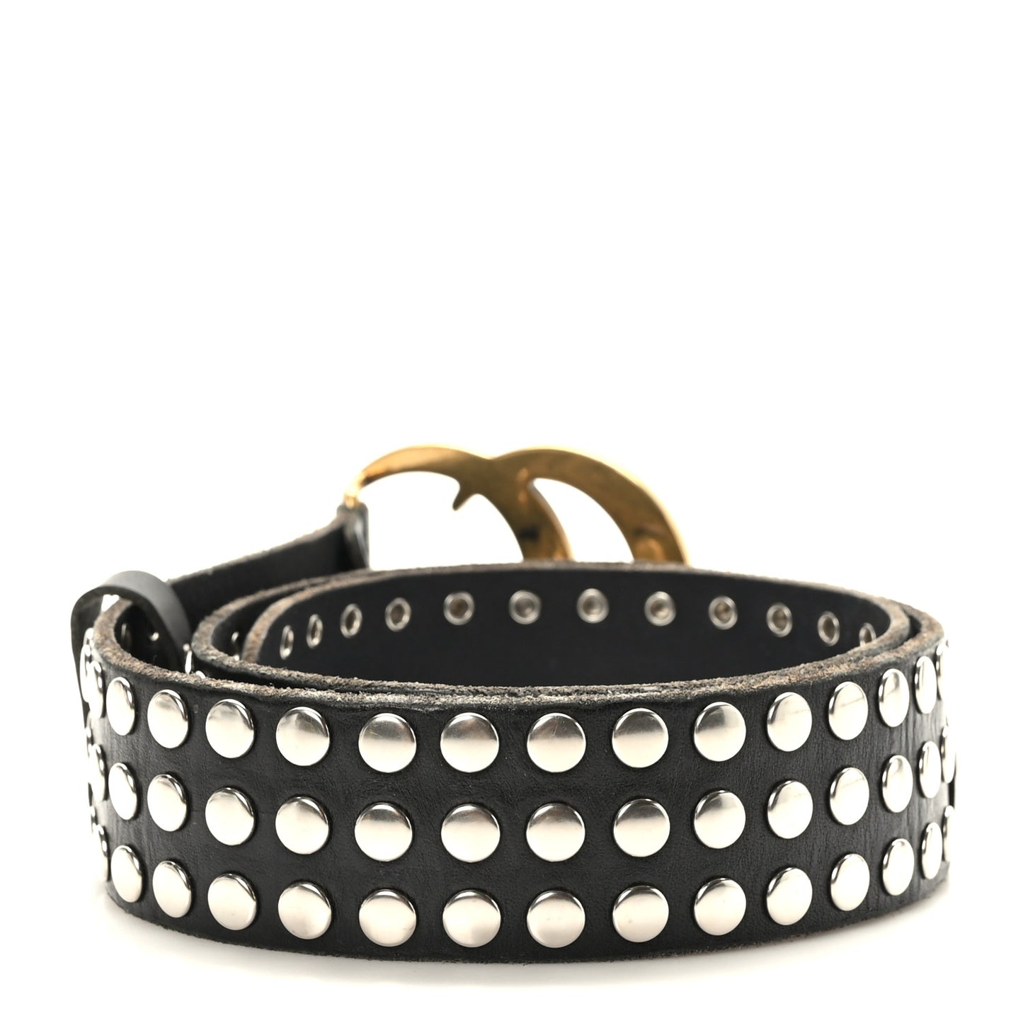 Calfskin Studded Double G 40mm Belt 80 32 Black
