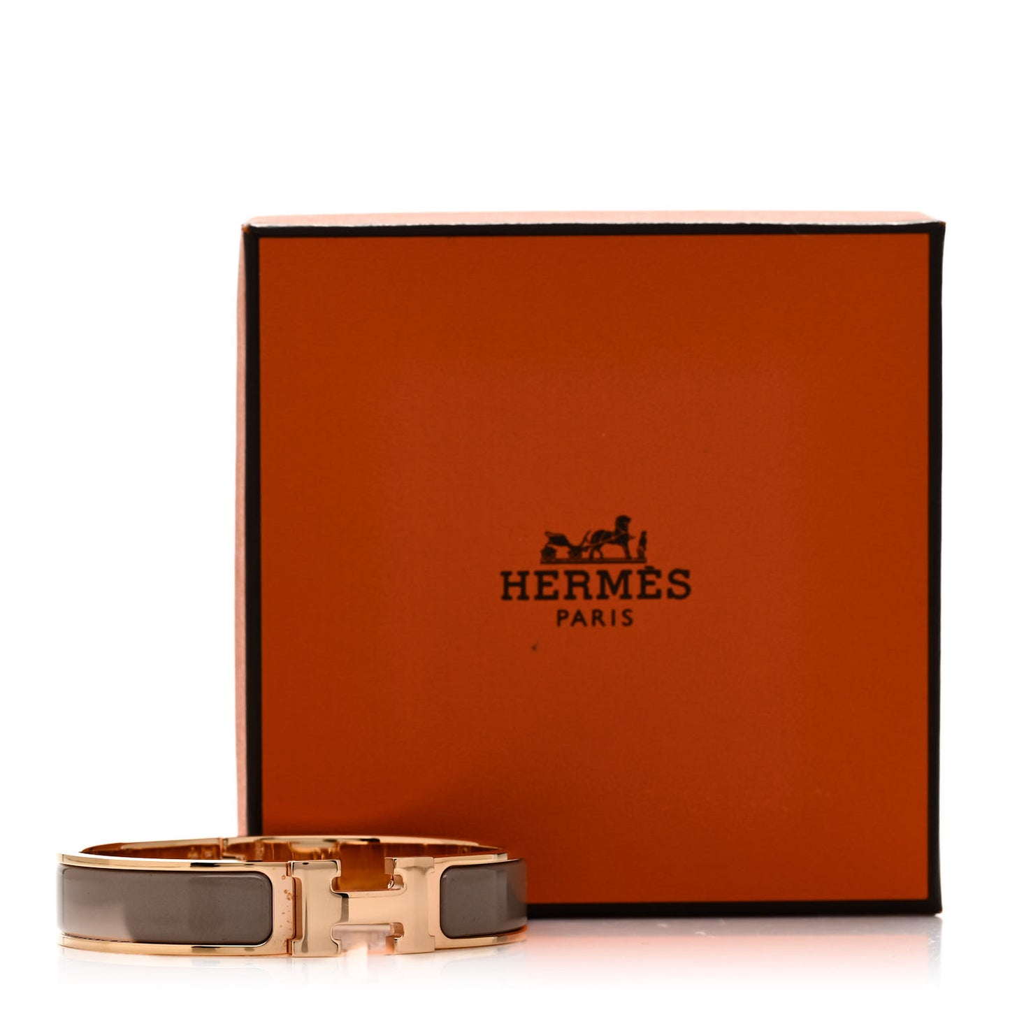Enamel Narrow Clic Clac H Bracelet PM Marron Glace