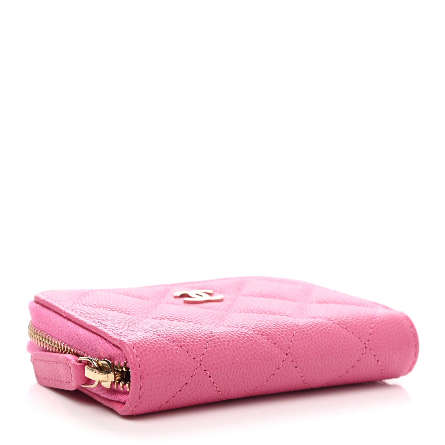 Caviar Quilted Zip Coin Purse Pink