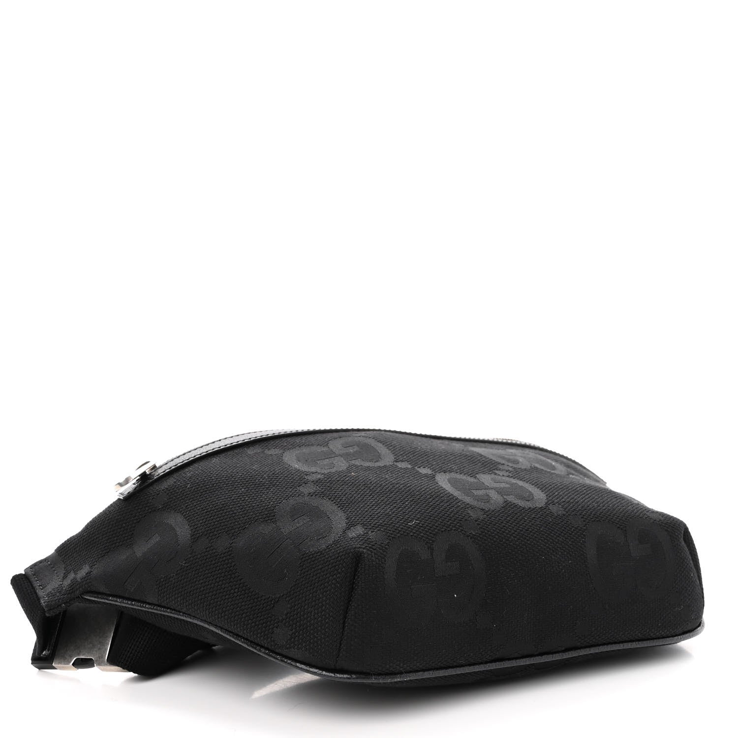 Gucci Monogram Jumbo GG Textured Dollar Calfskin Web Belt Bag Black 4 of 10