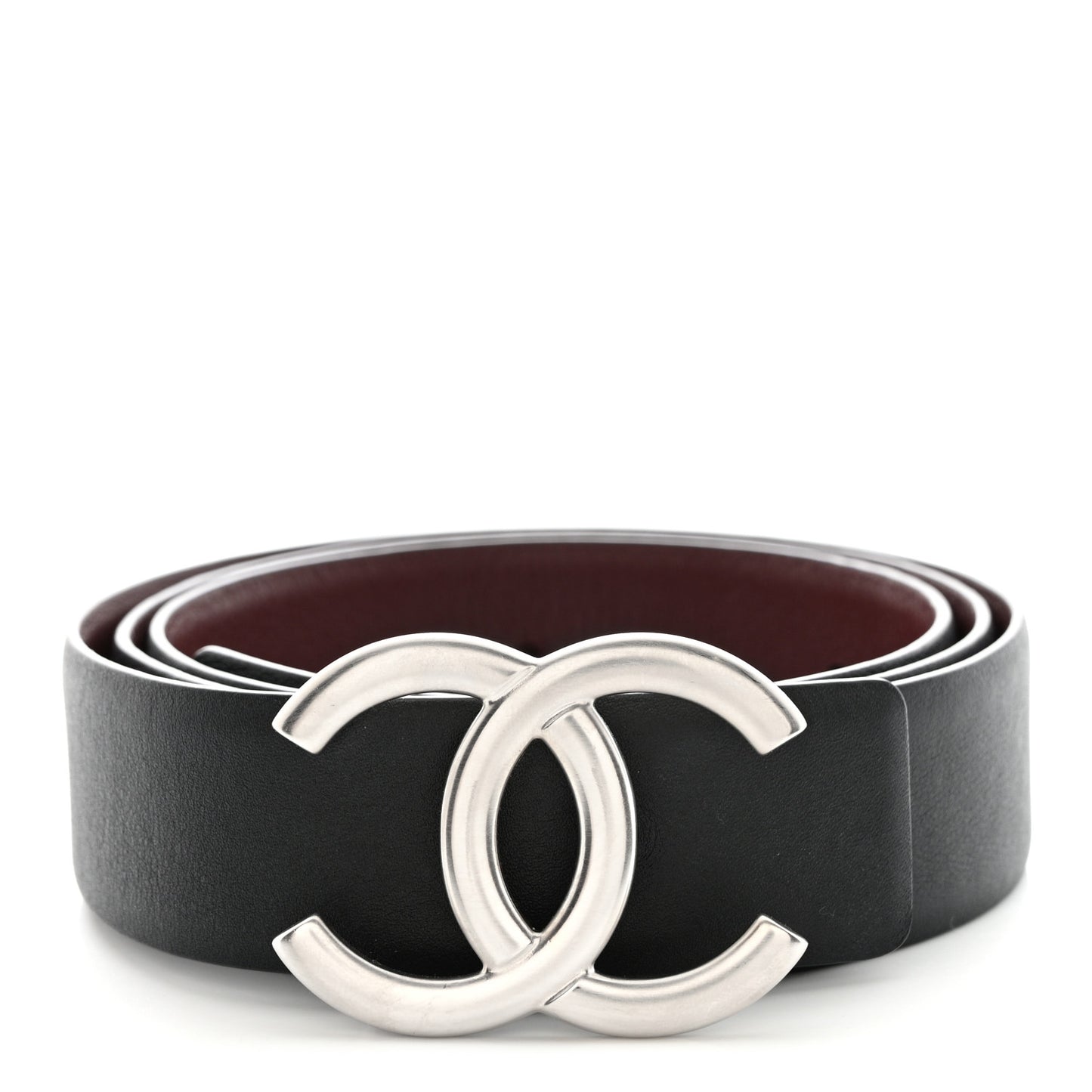 Calfskin CC Reversible Belt 85 34 Black Burgundy