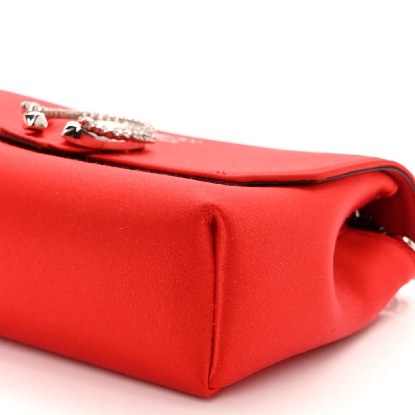 Satin Crystal Embellished Madeline Clutch Red