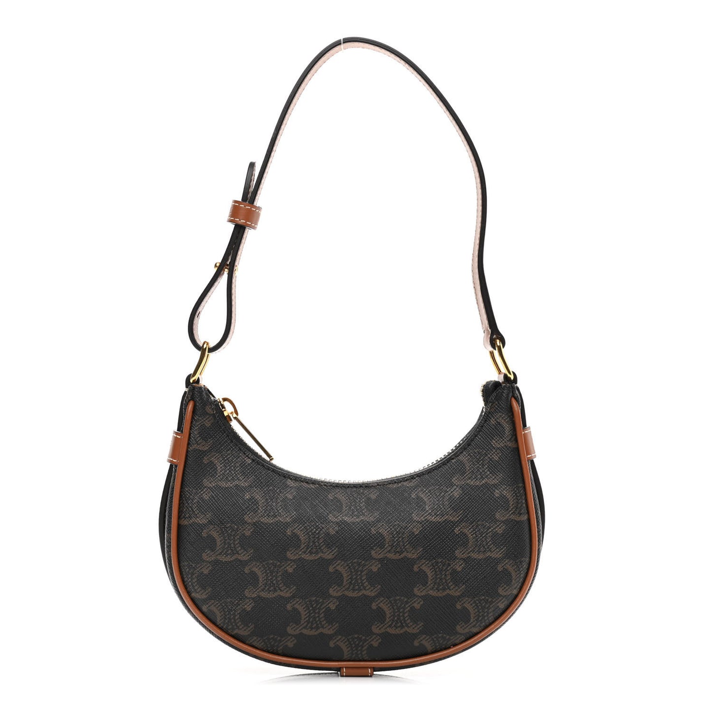 Canvas Calfskin Mini Ava Triomphe Shoulder Bag Tan