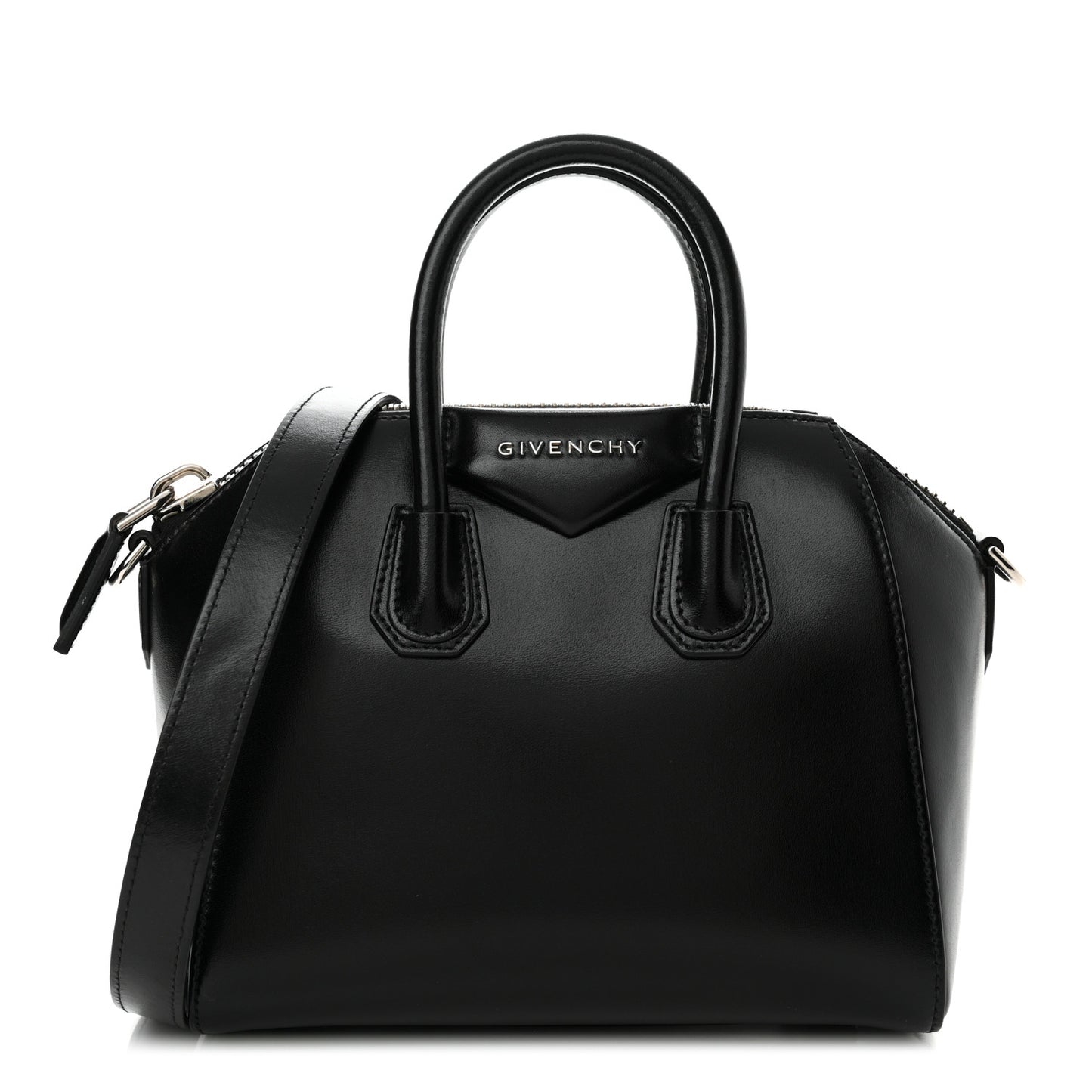 Shiny Lord Calfskin Mini Antigona Black