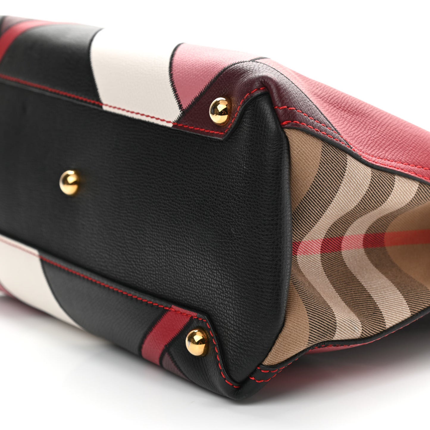 Grainy Calfskin Patchwork Medium Banner Tote Red Multicolor