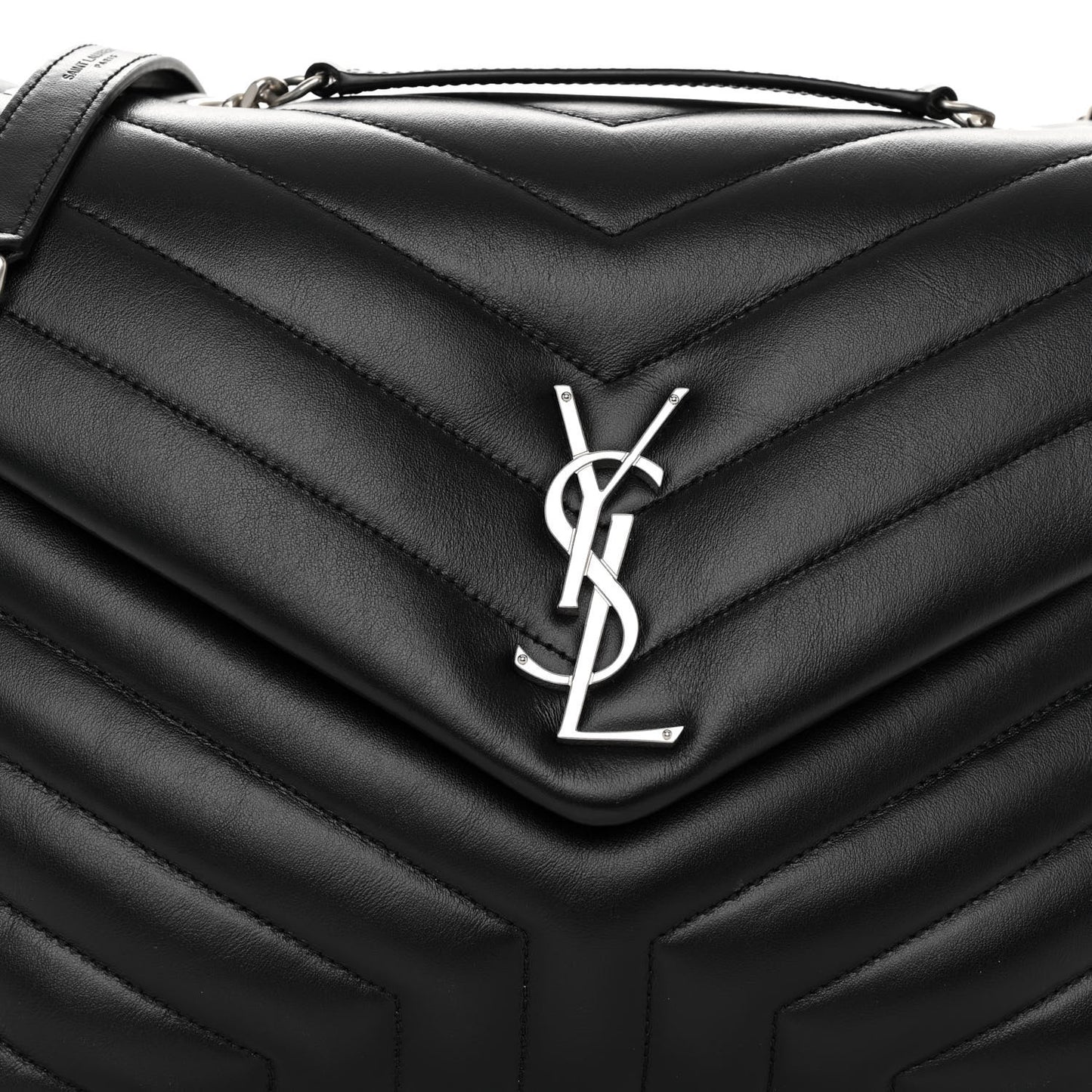 Calfskin Y Quilted Monogram Medium Loulou Chain Satchel Black