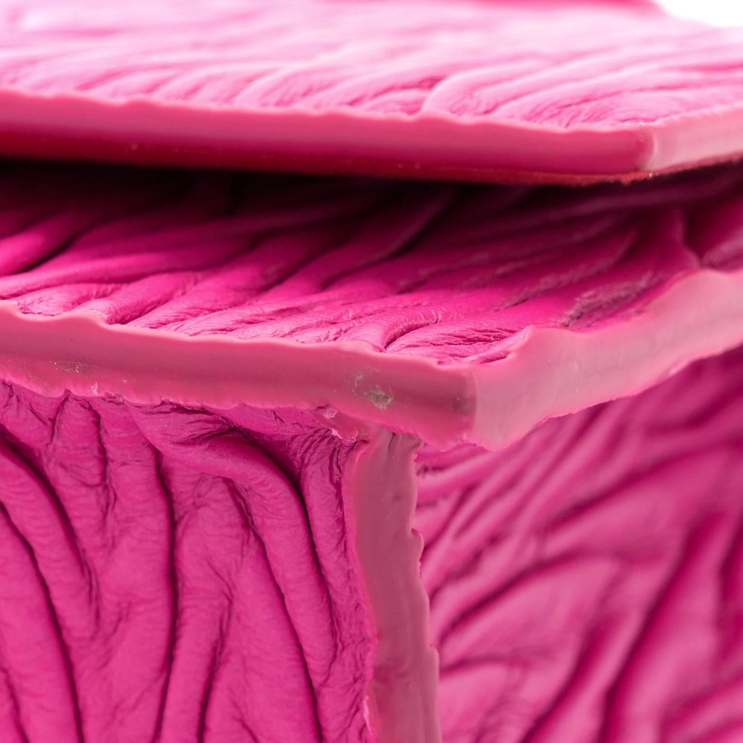 Lambskin Pleated Skull Medium Chain Crossbody Bag Fuchsia