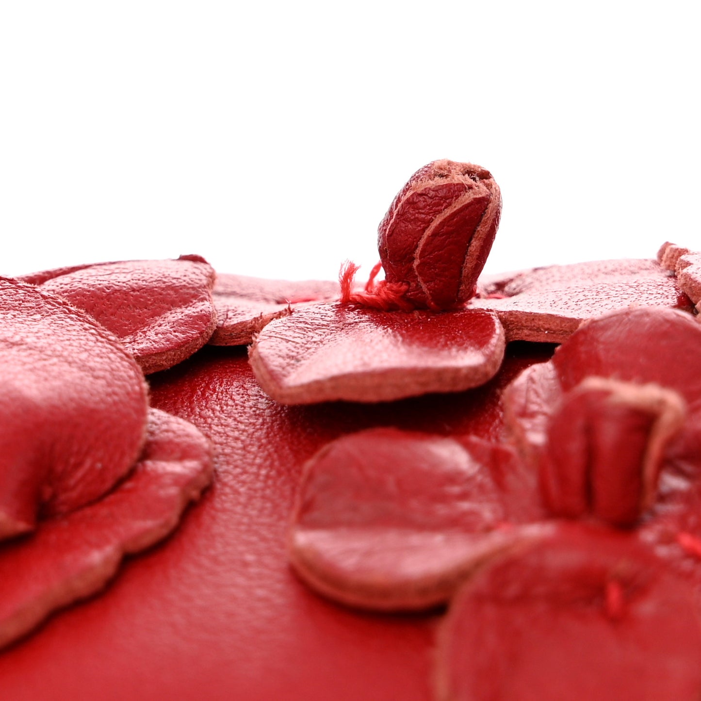 CHRISTIAN DIOR Lambskin Mini 3D Floral Saddle Bag Red