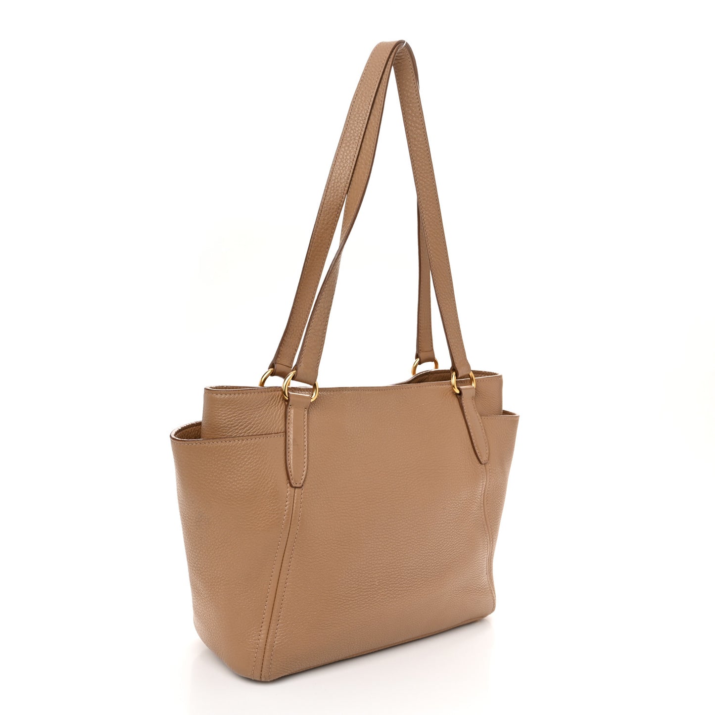 Vitello Daino Side Pocket Shoulder Bag Tote Sesamo