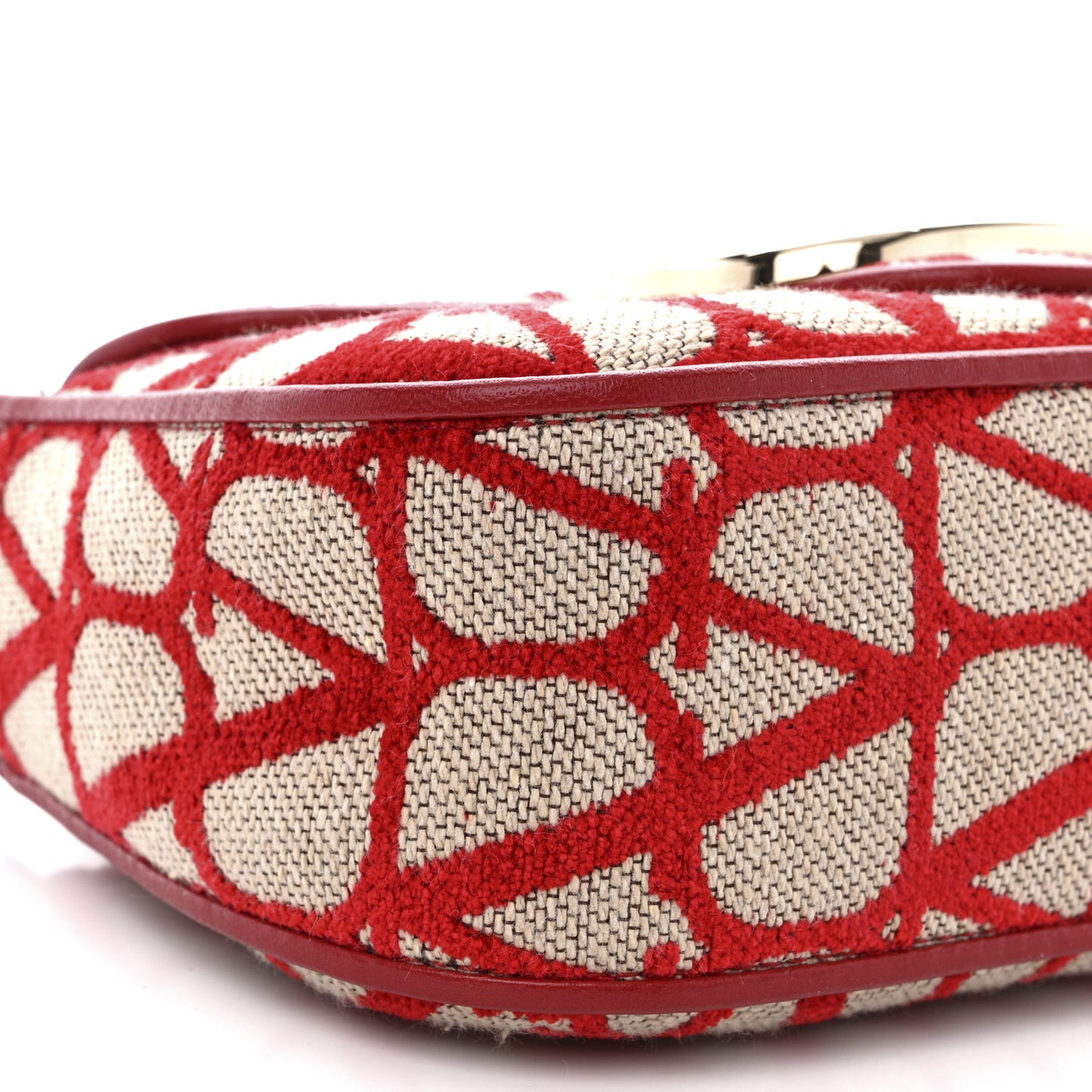 Toile Iconographe Goatskin Vlogo Small Loco Hobo Bag Natural Rosso Valentino