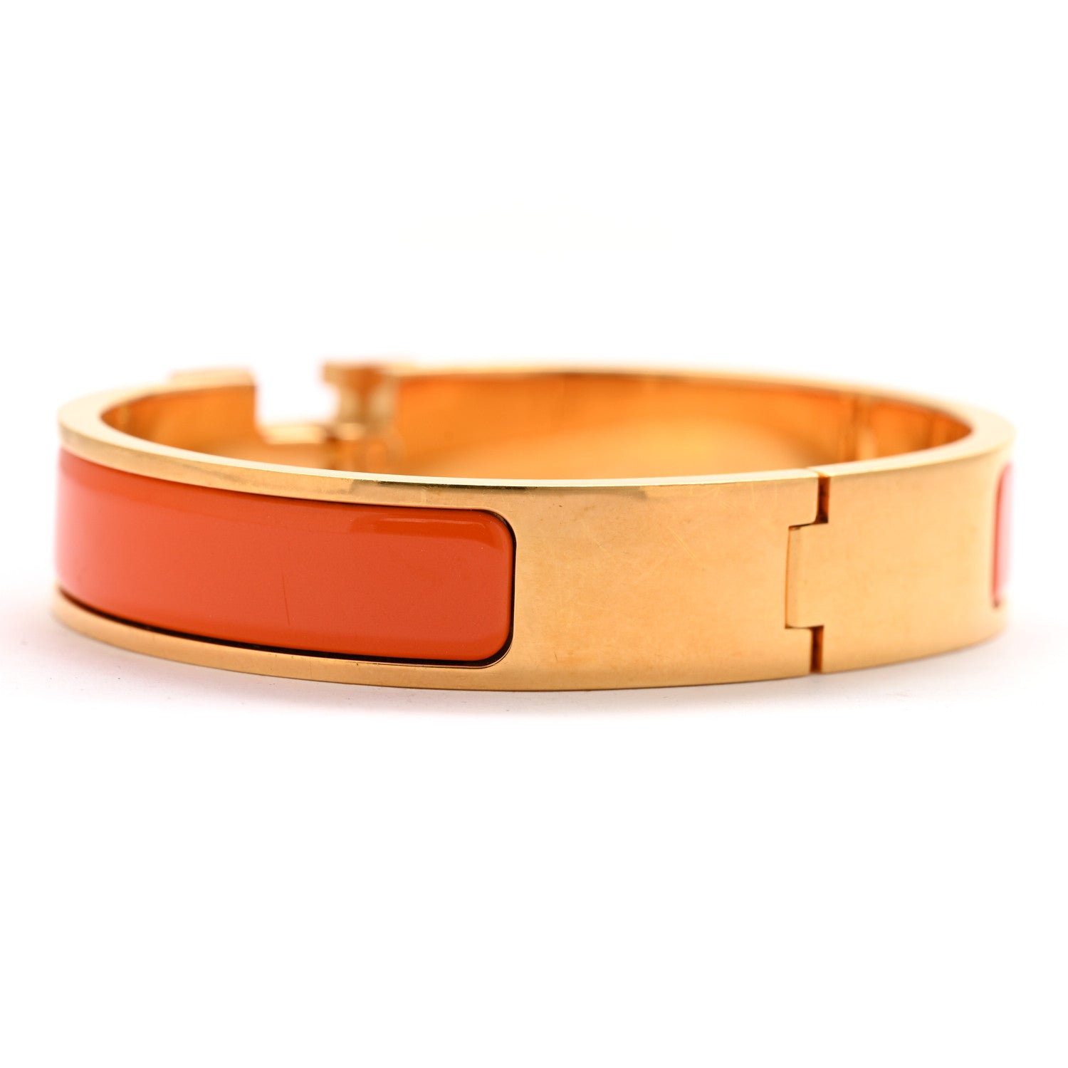 Hermes Enamel Narrow Clic Clac H Bracelet GM Orange 4 of 6