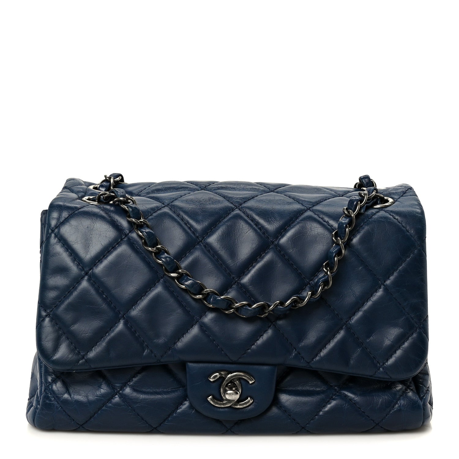 Chanel Glazed Calfskin Quilted Medium Coco Soft Flap Navy 1868887