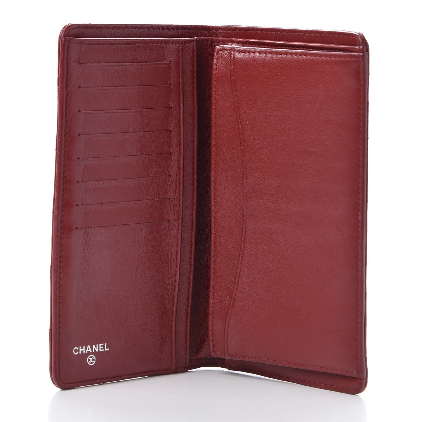 Lambskin Quilted Yen Wallet Red