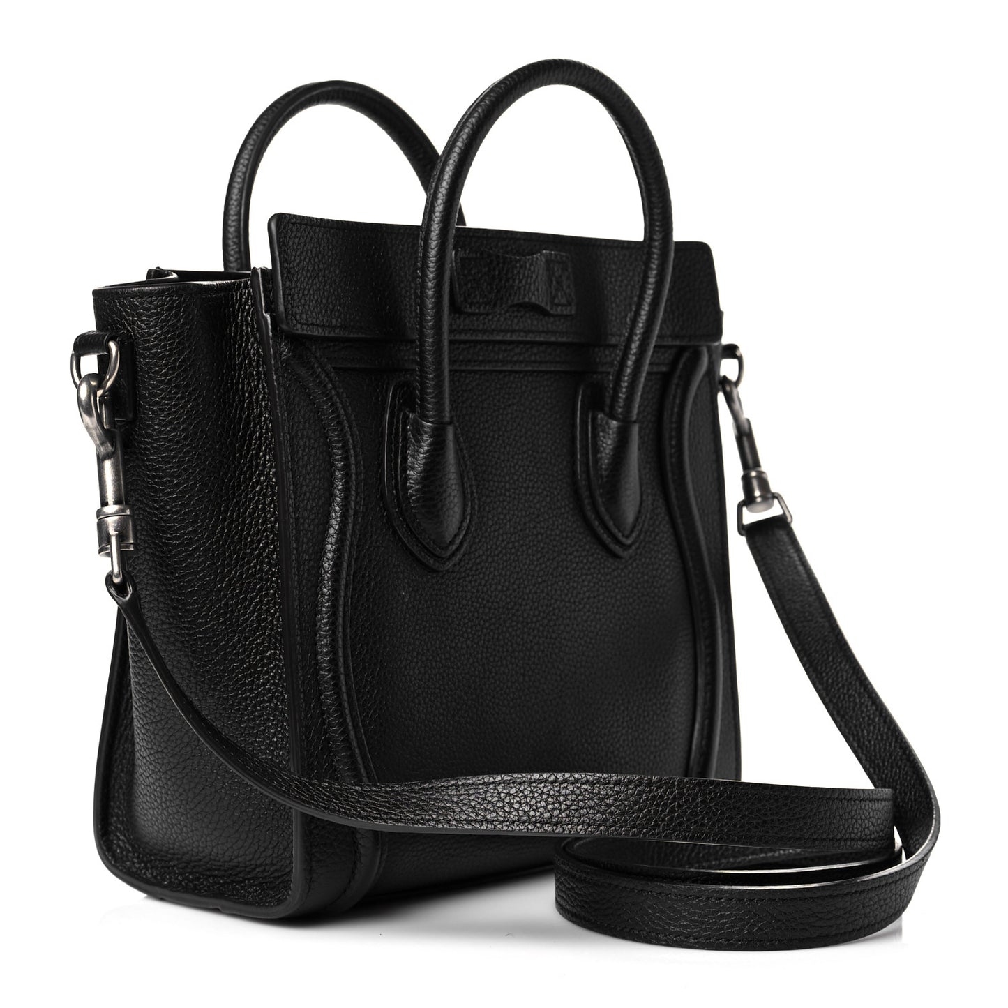 Drummed Calfskin Nano Luggage Black