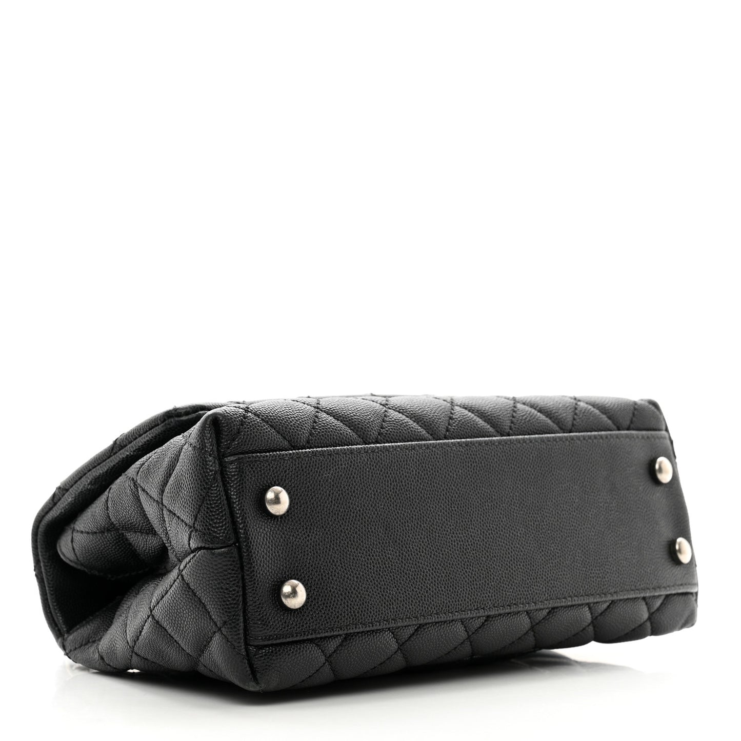 Caviar Lizard Embossed Quilted Mini Coco Handle Flap Black