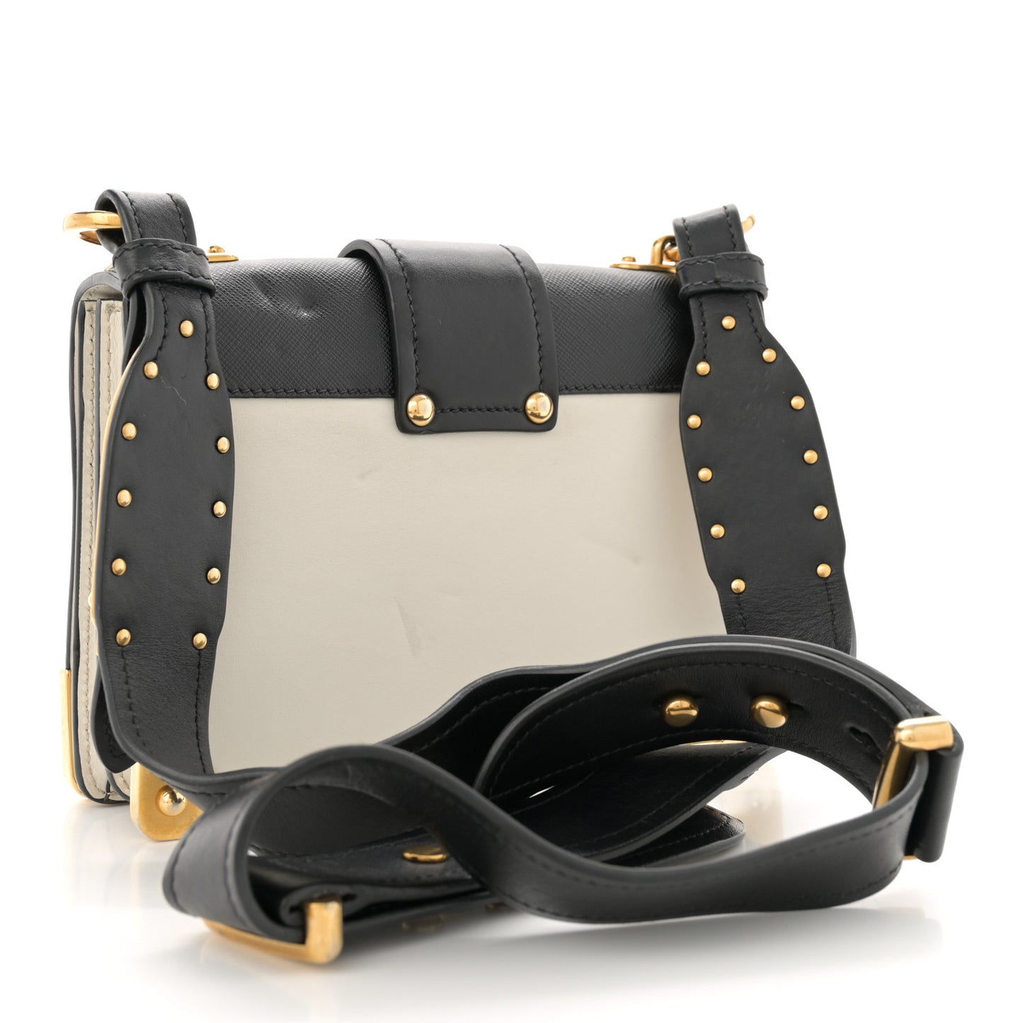 City Calfskin Saffiano Cahier Bag White Black