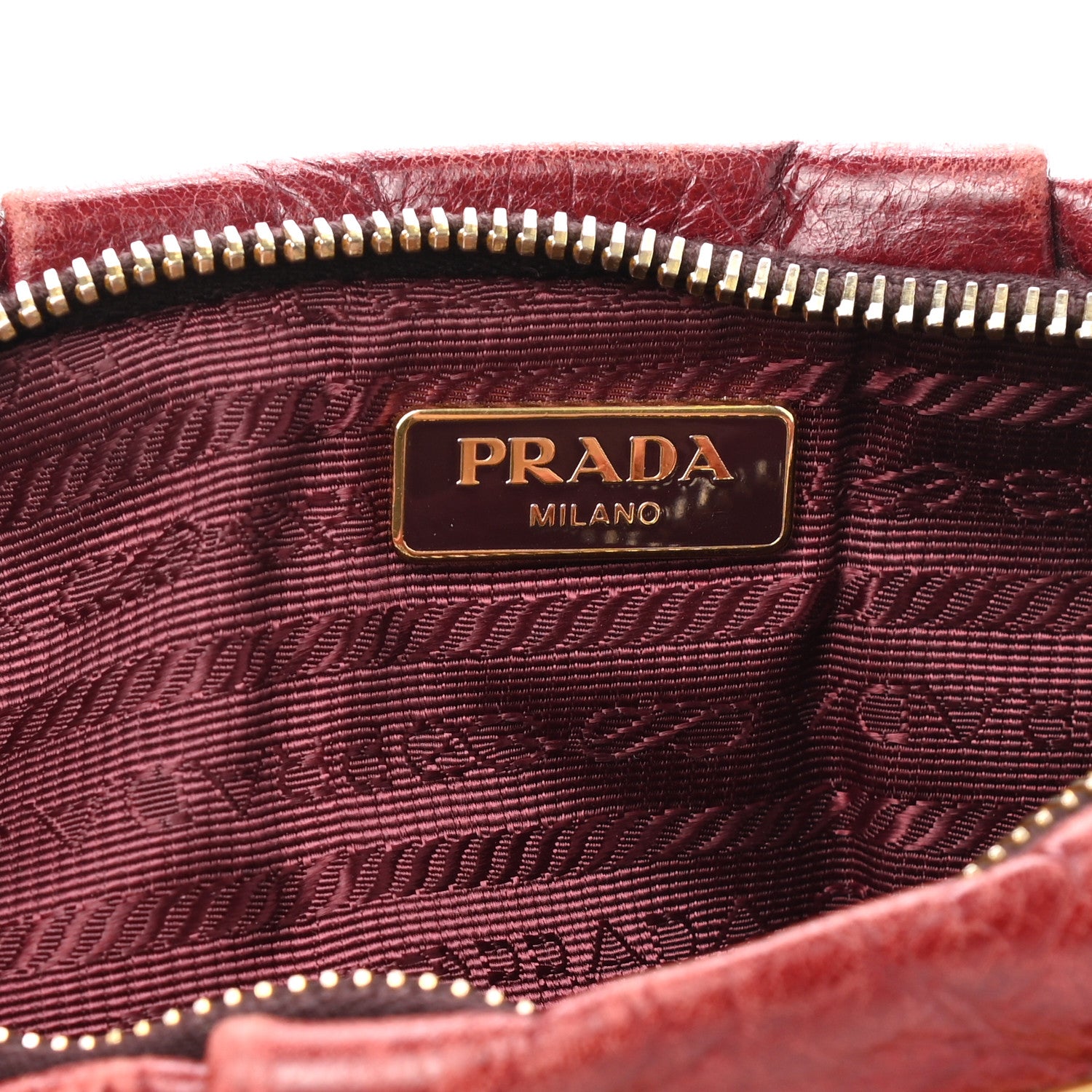 Prada Vitello Shine Mordore Wristlet Clutch Red 6 of 7