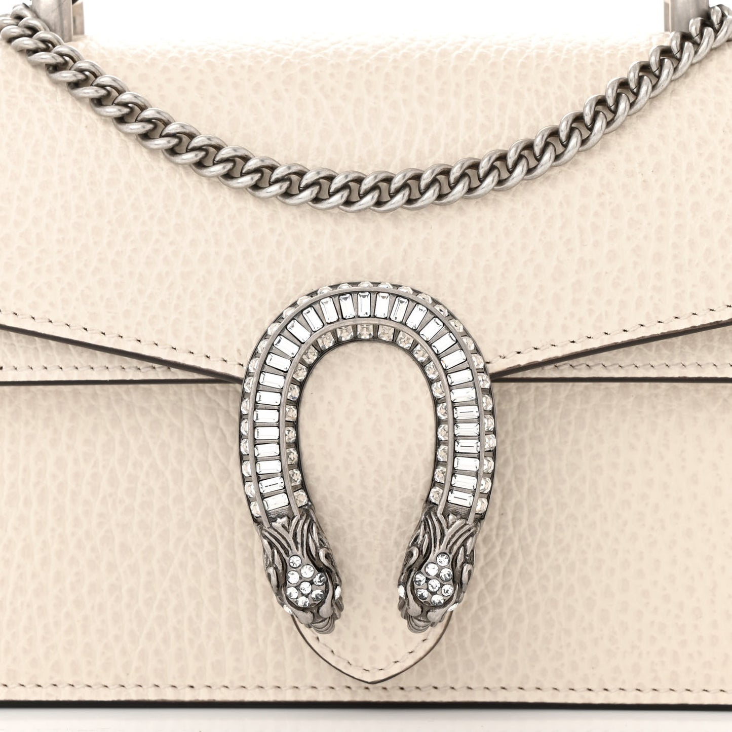 Dollar Calfskin Crystal Mini Dionysus Top Handle Bag Mystic White