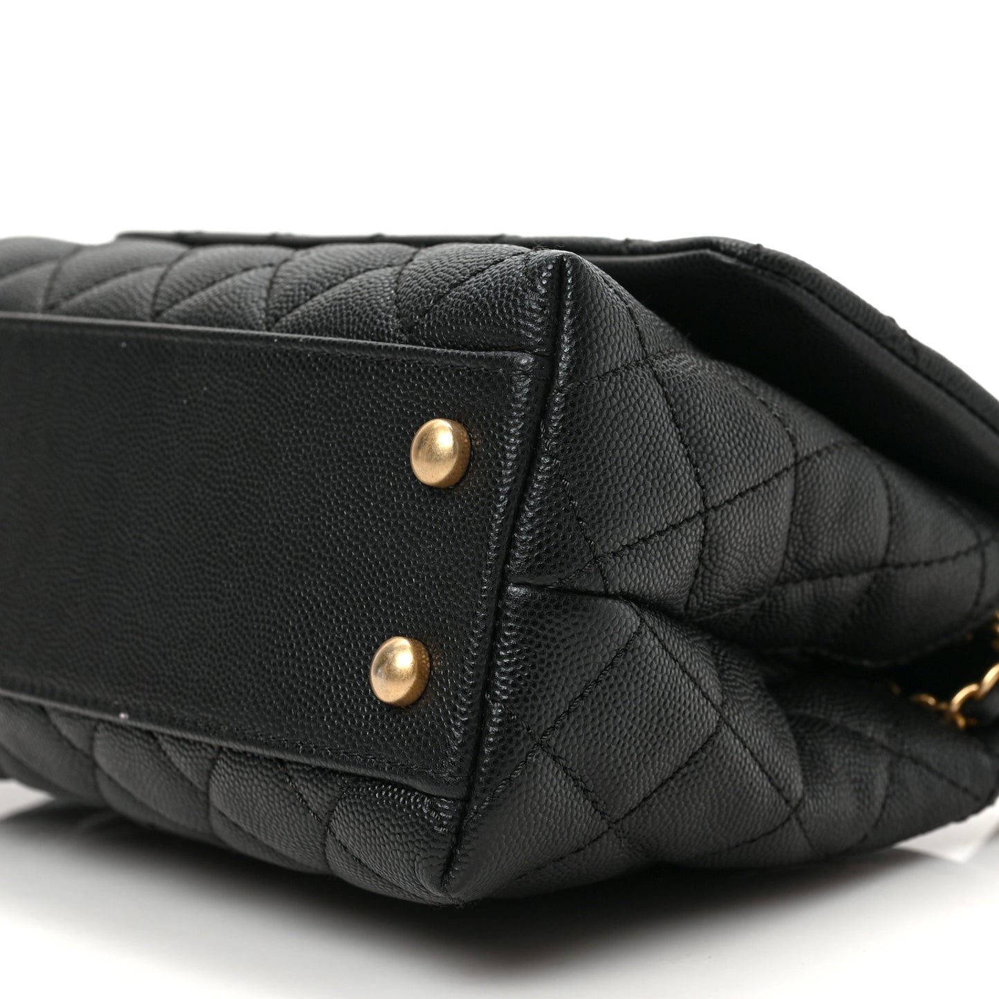 Caviar Lizard Quilted Mini Coco Handle Flap Black