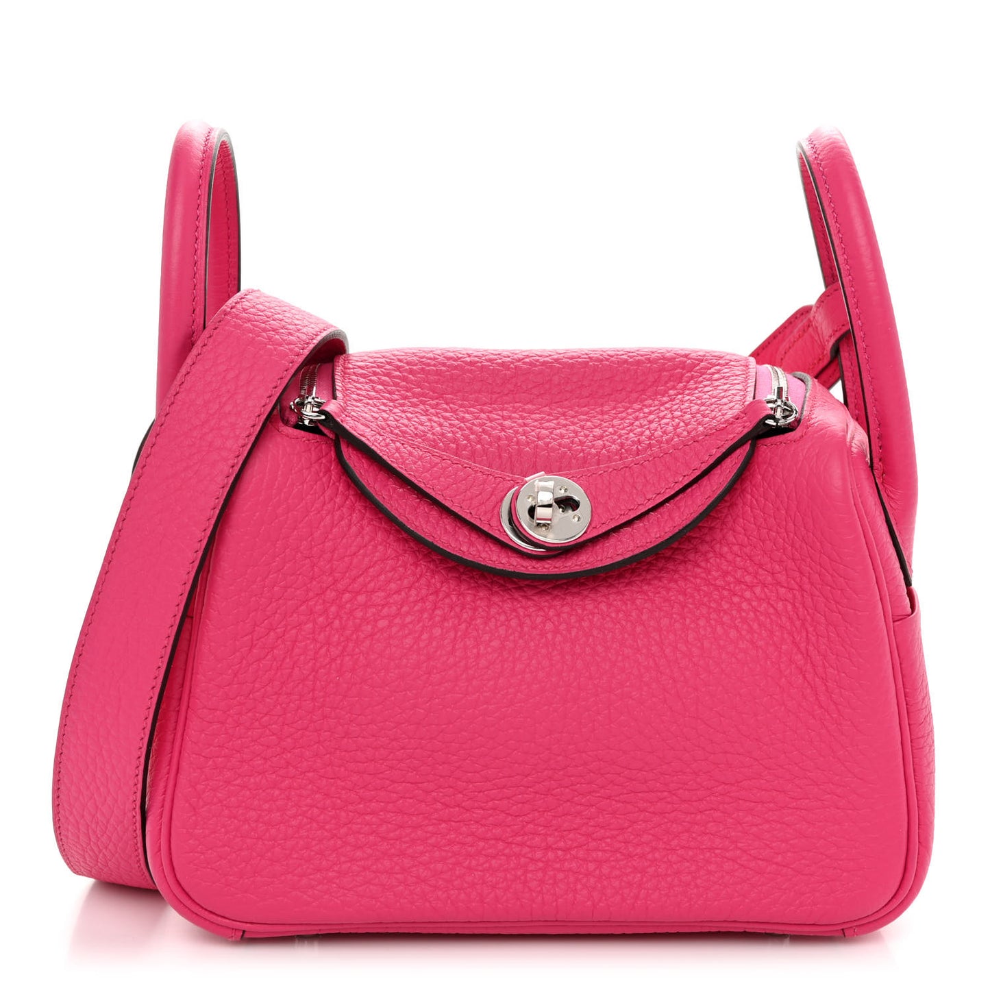 Taurillon Clemence Mini Lindy 20 Rose Shocking
