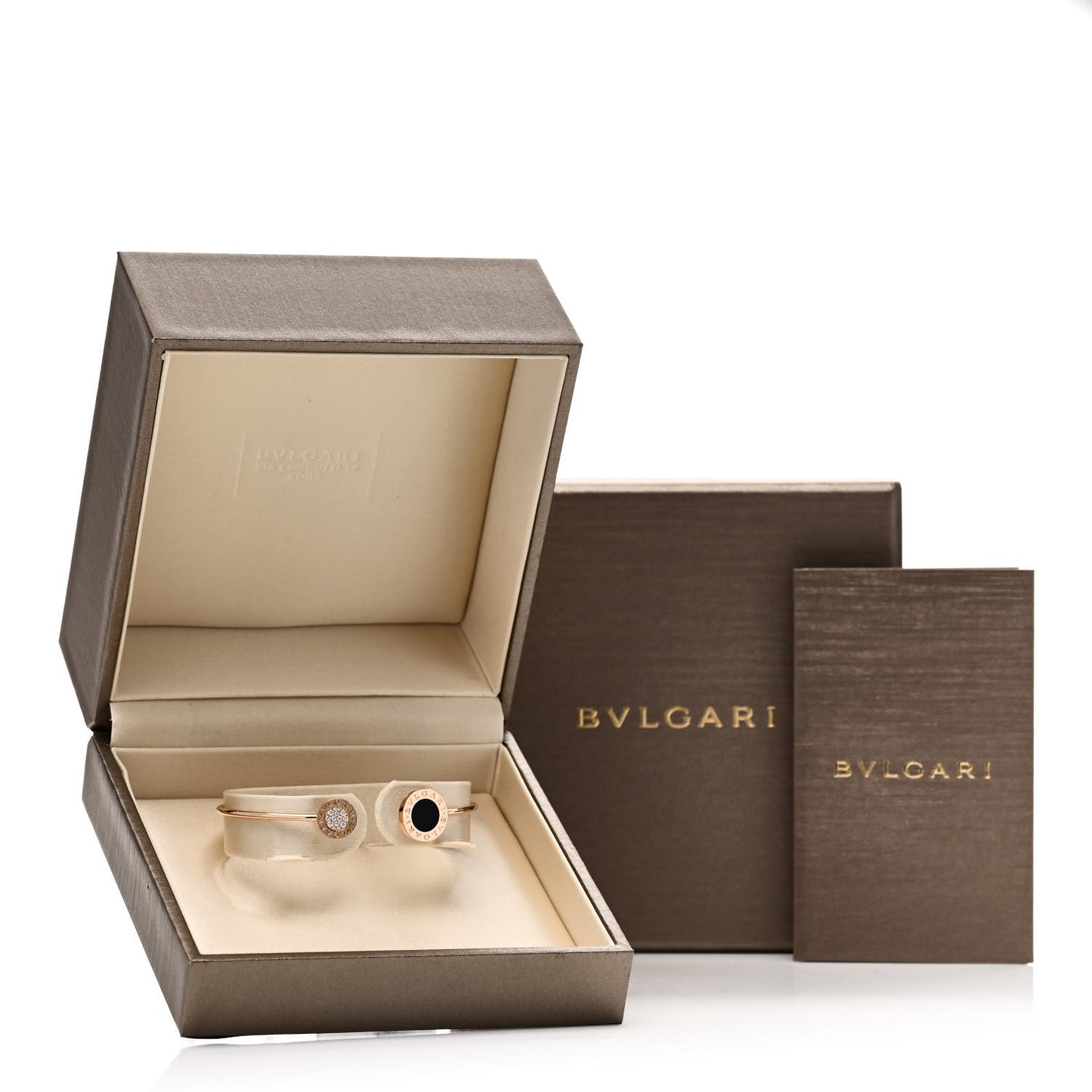 18K Rose Gold Diamond Onyx BVLGARI BVLGARI Cuff Bracelet