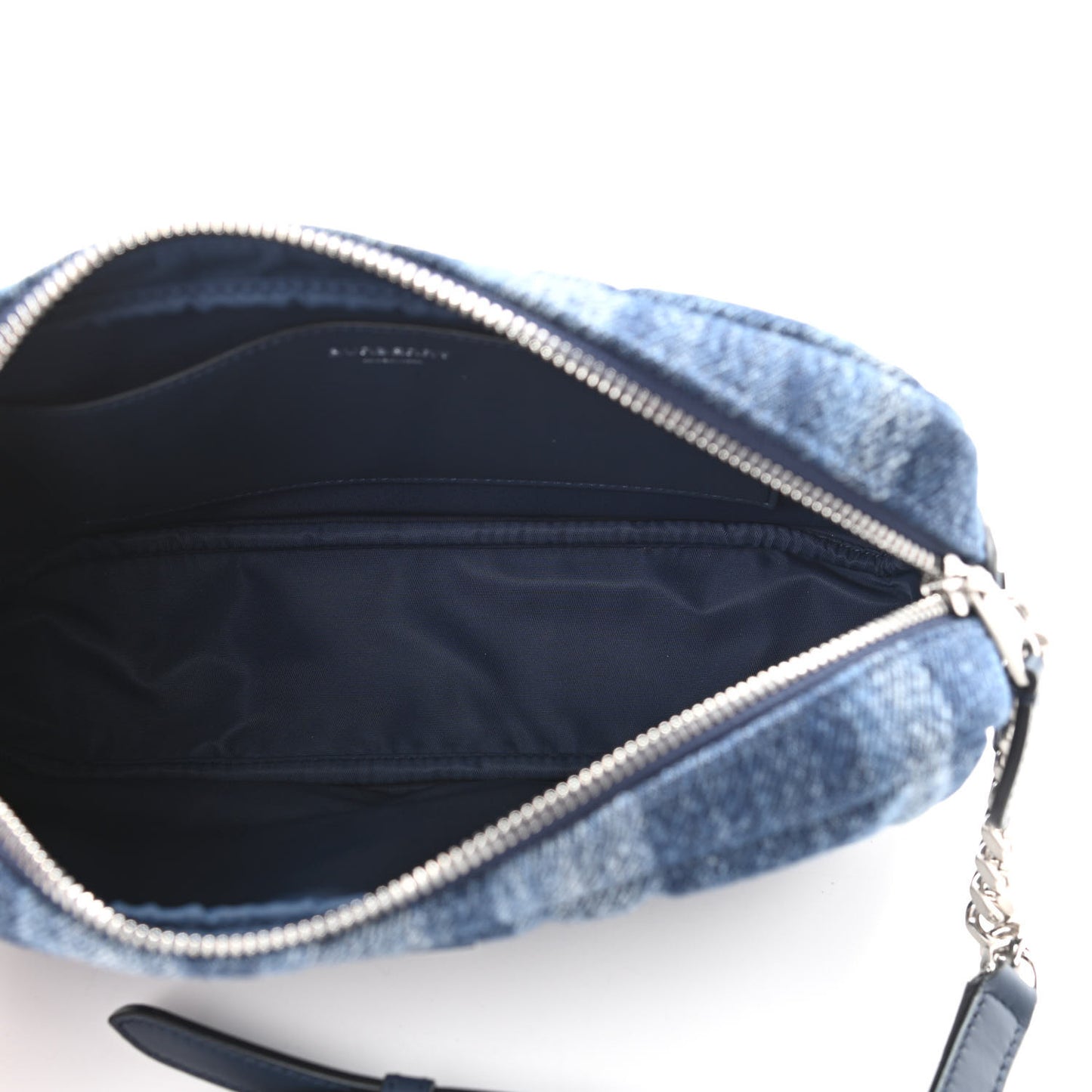 Calfskin Demin Check Small Lola Camera Bag Navy