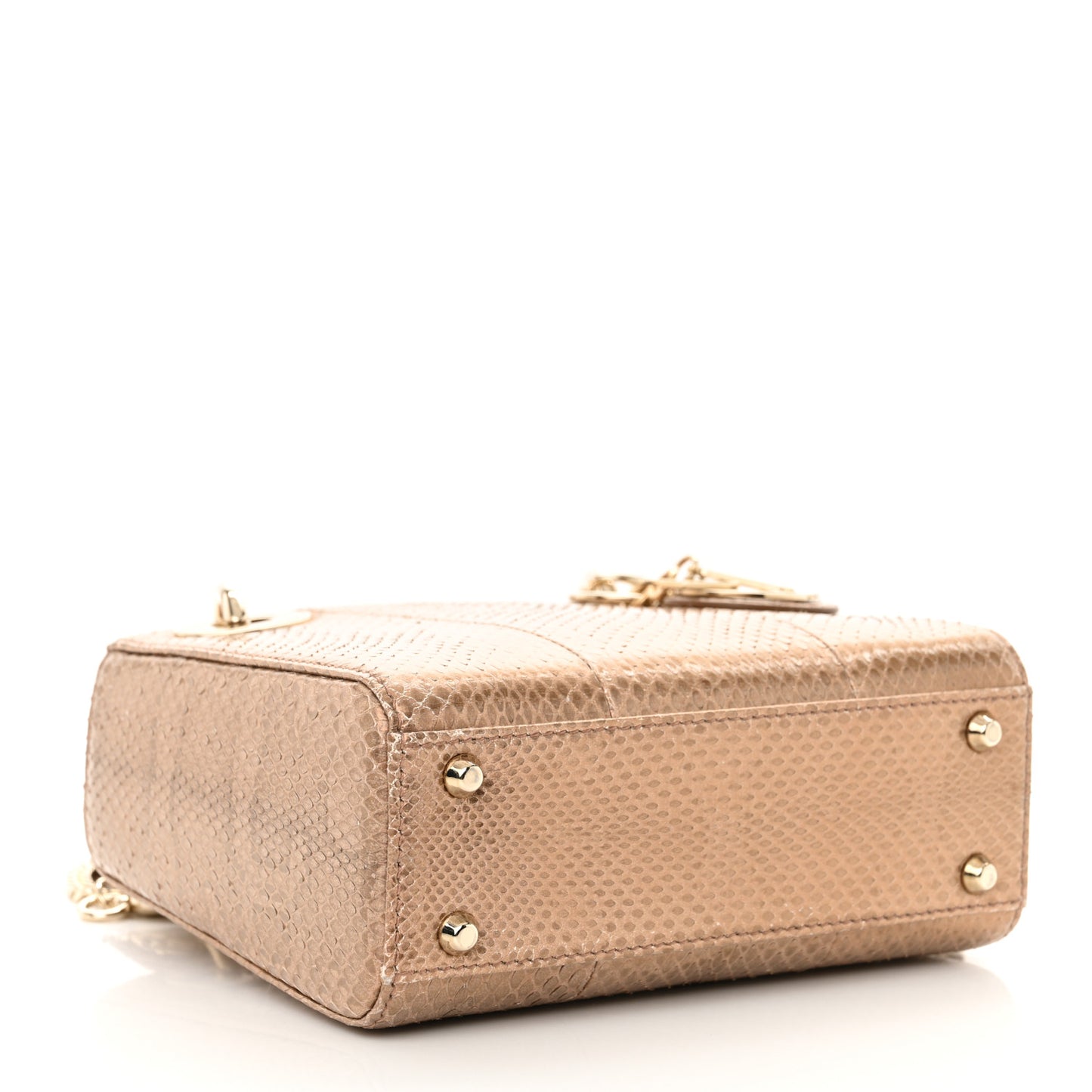 Metallic Snakeskin Mini Lady Dior Light Gold Multicolor