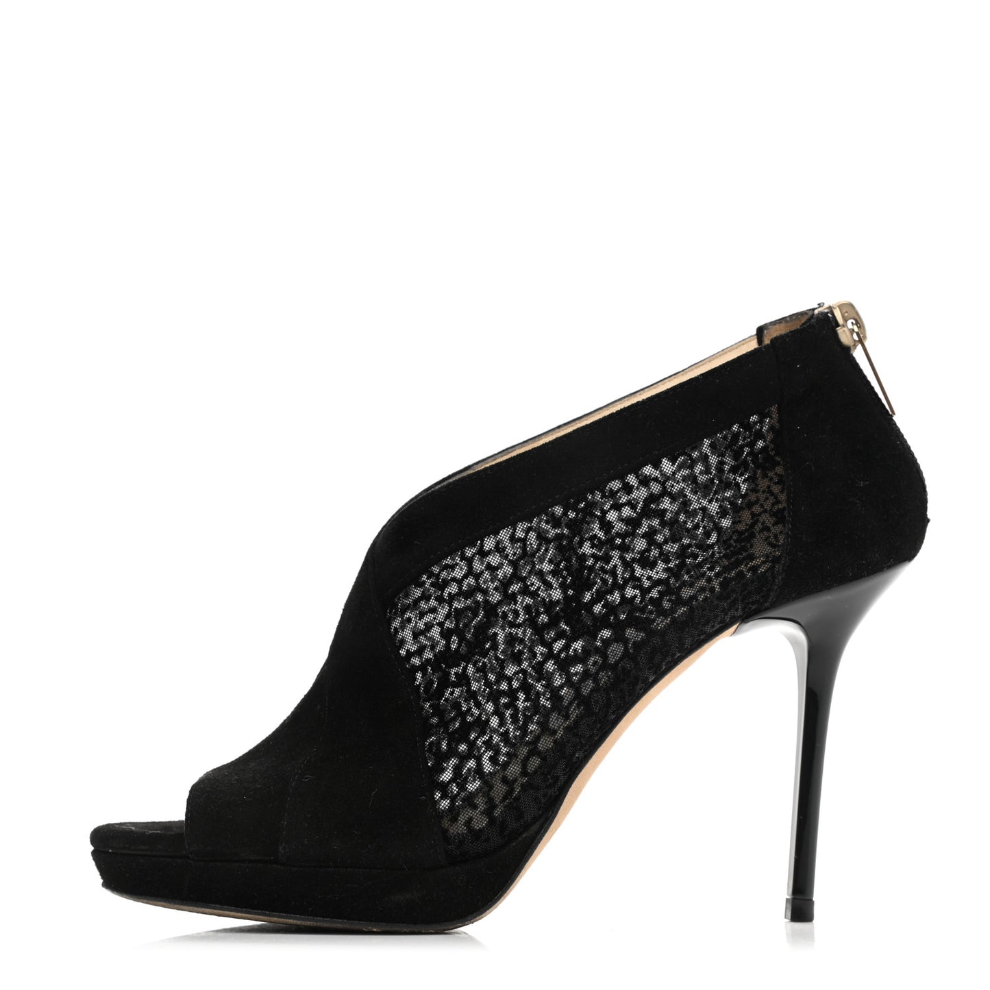 Suede Mesh Vivid Ankle Booties 35.5 Black
