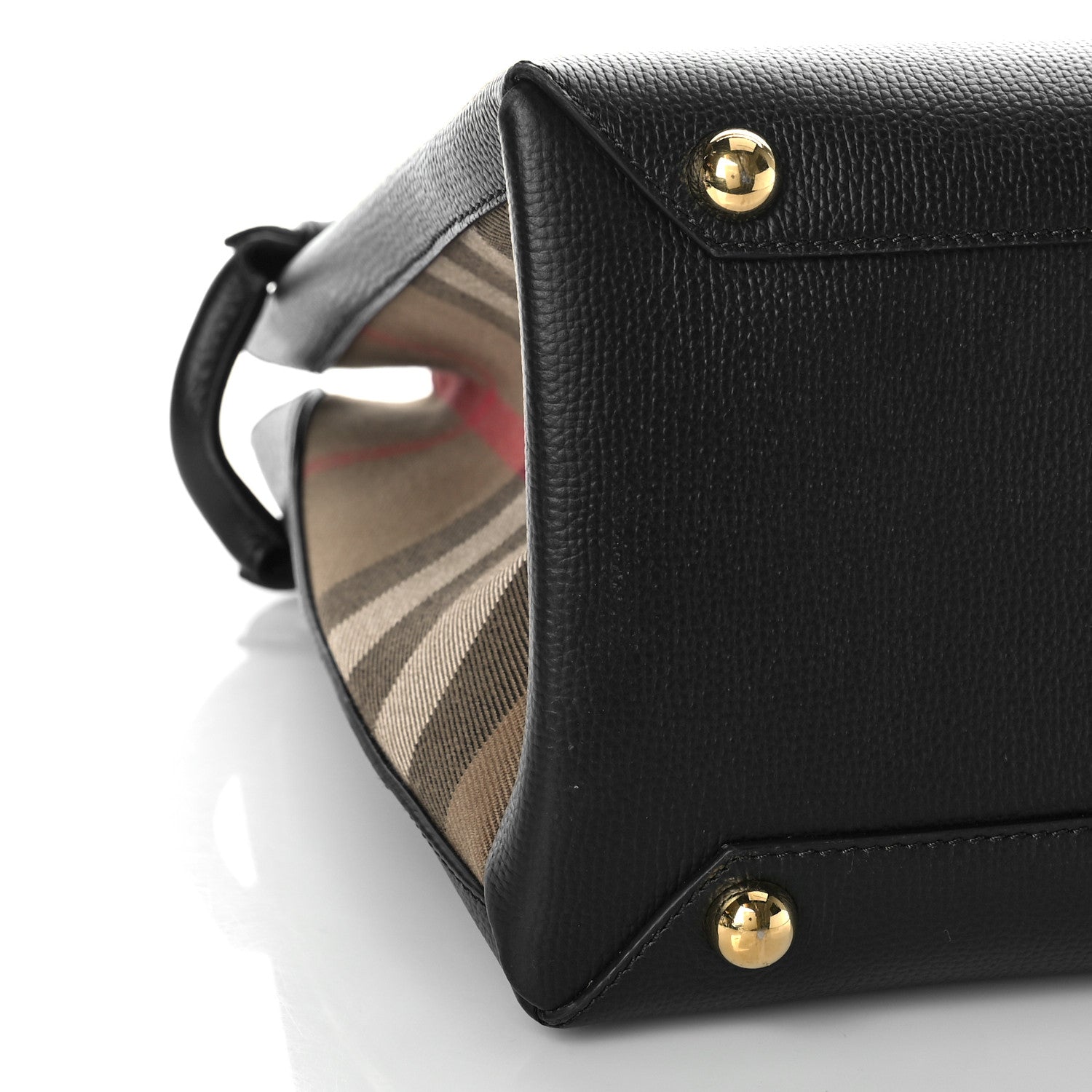 Burberry Grainy Calfskin House Check Medium Banner Tote Black 6 of 7