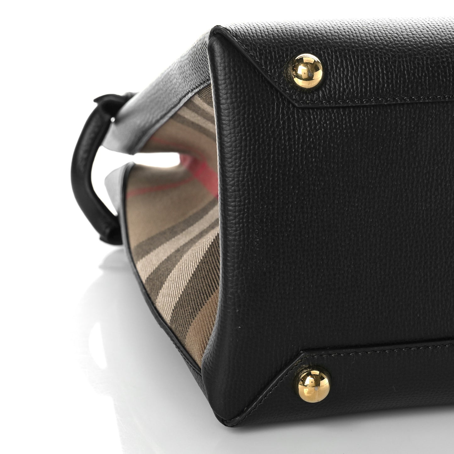 Grainy Calfskin House Check Medium Banner Tote Black