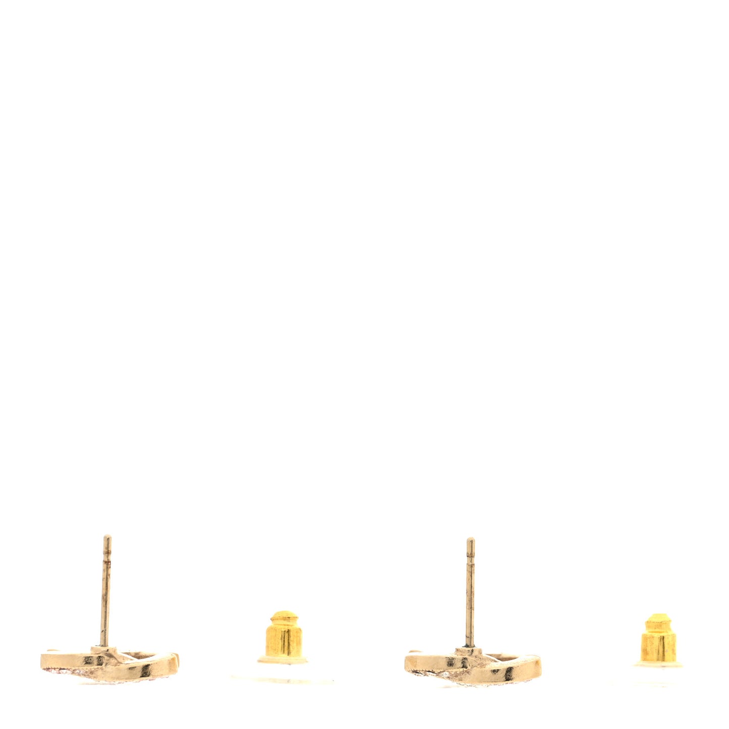 Metal Crystal CC Earrings Gold