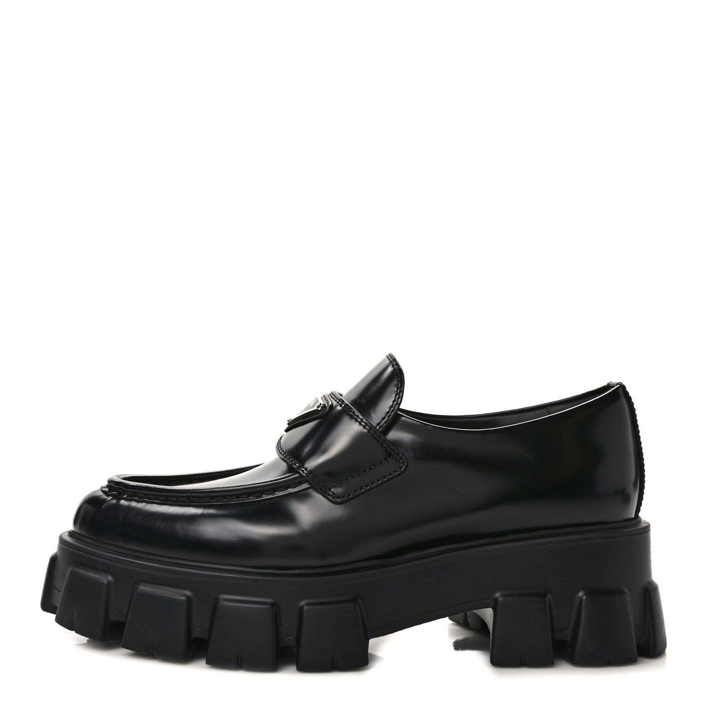 Spazzolato Triangle Logo Monolith Pointy 55mm Loafers 38 Black