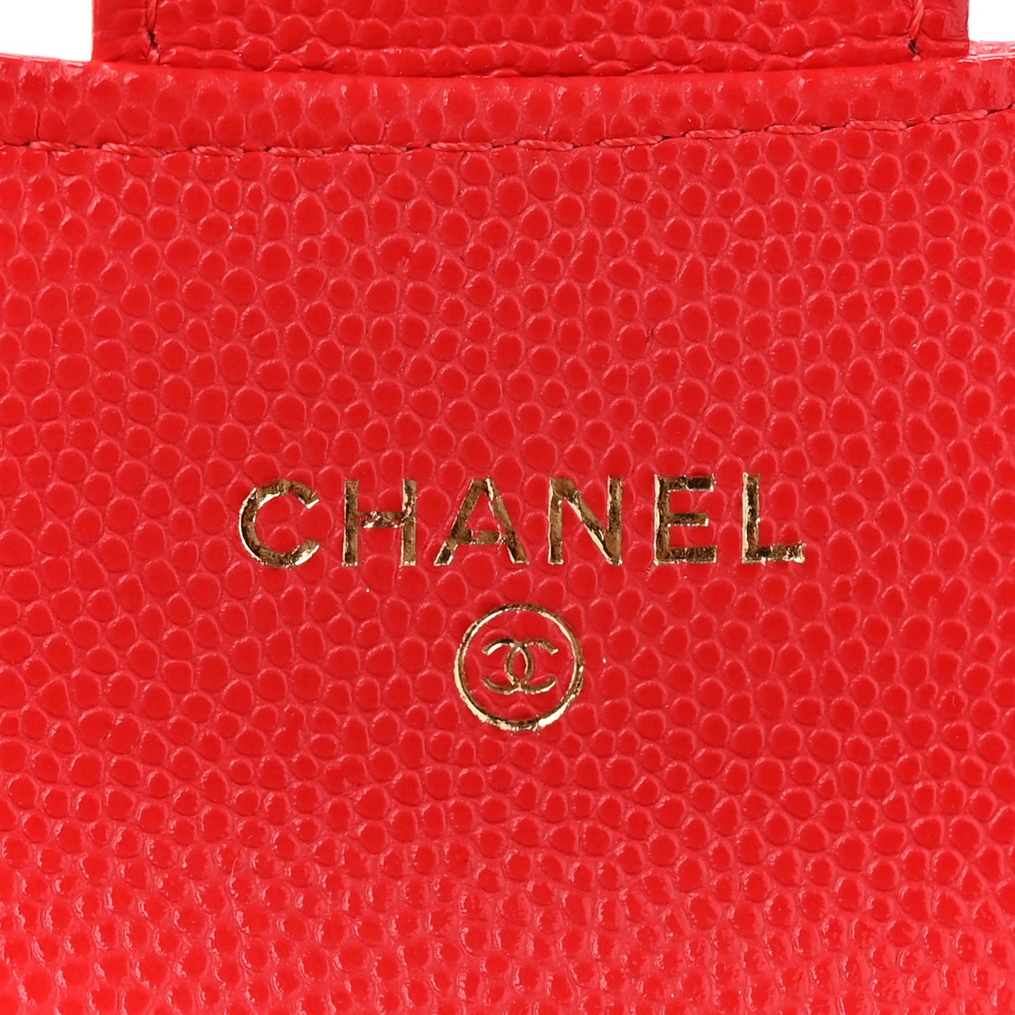 Caviar Quilted Flap Card Holder Wallet Red