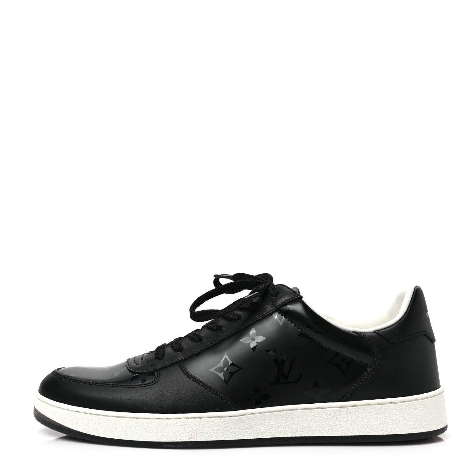 Louis Vuitton Calfskin Monogram Mens Rivoli Sneakers 8.5 Black 1 of 8