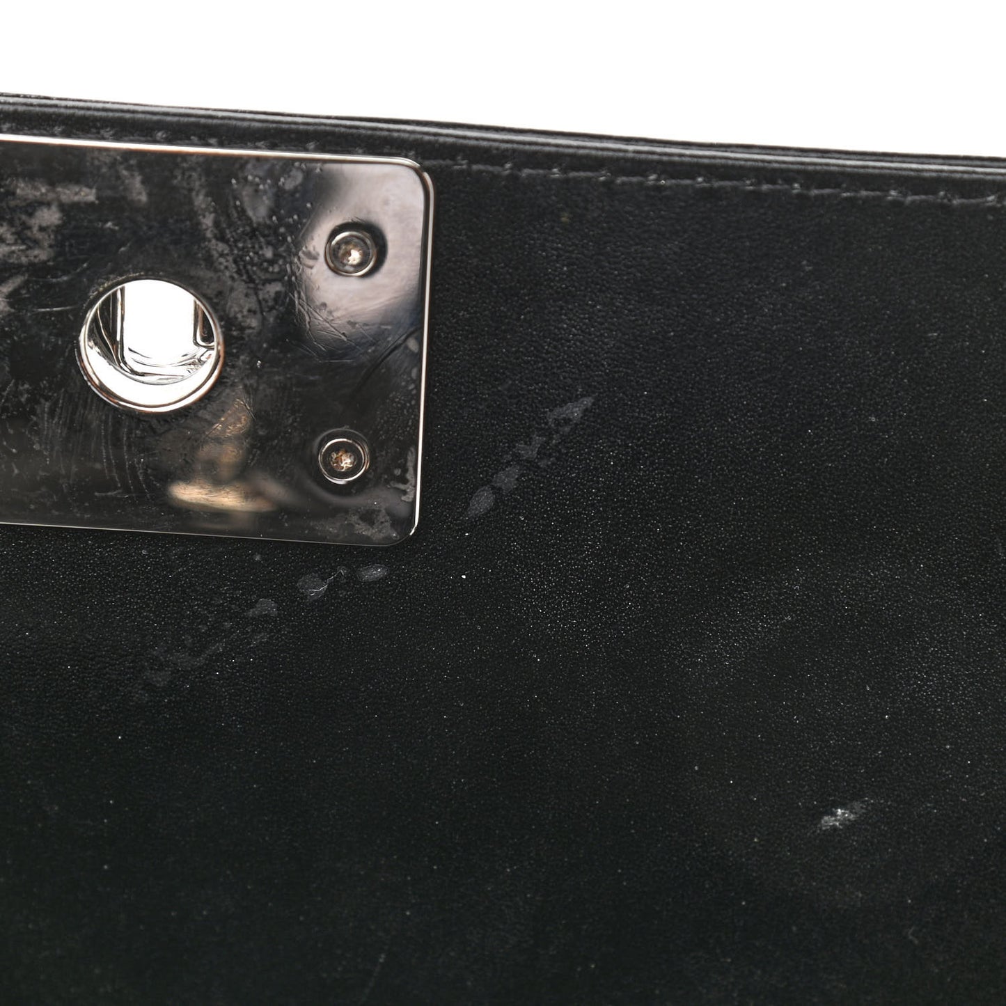 Glazed Calfskin Quilted Medium Chain Around Boy Flap Black