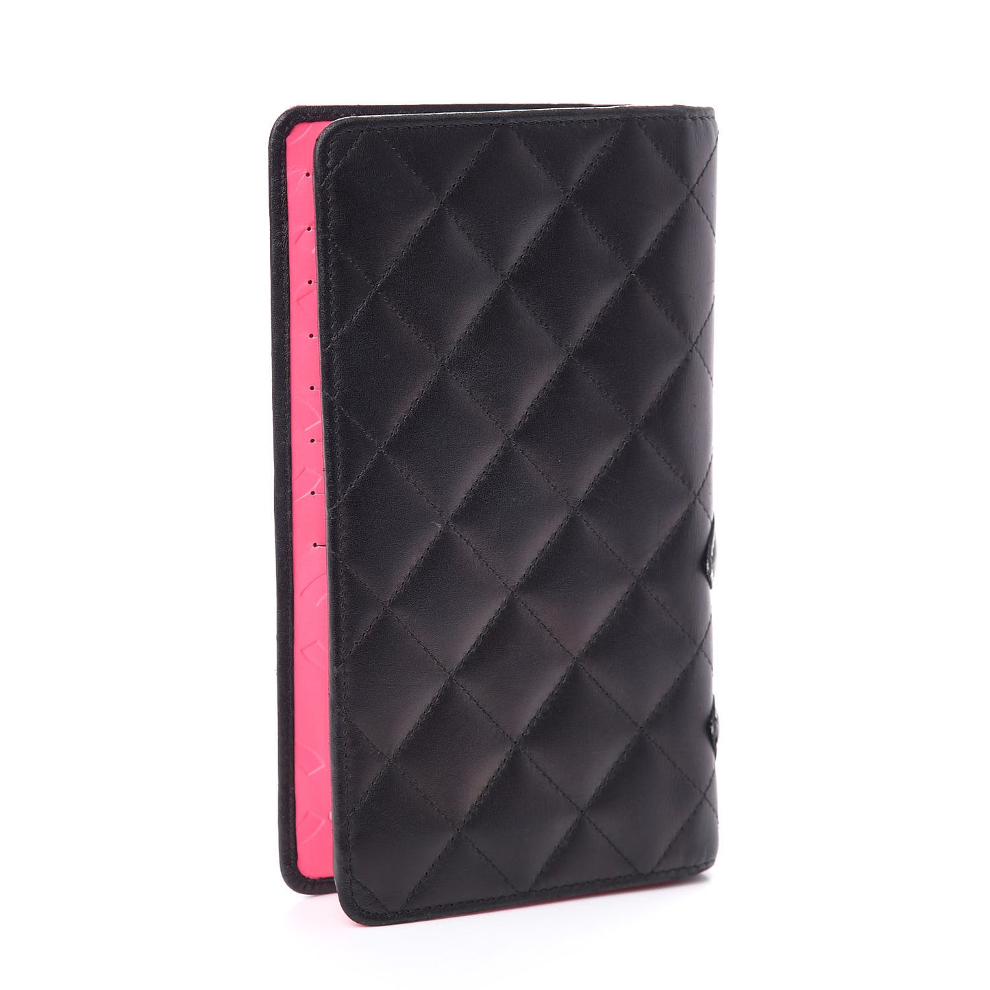 Calfskin Quilted Cambon Yen Wallet Black