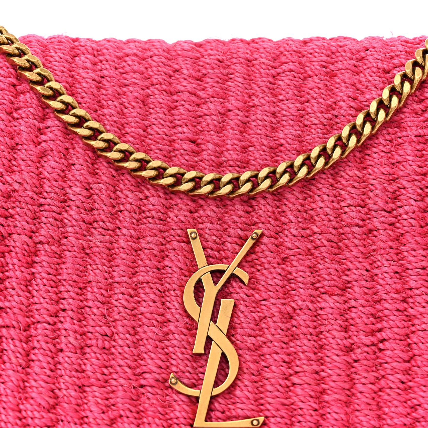 Raffia Medium Monogram Kate Satchel Pink Glow